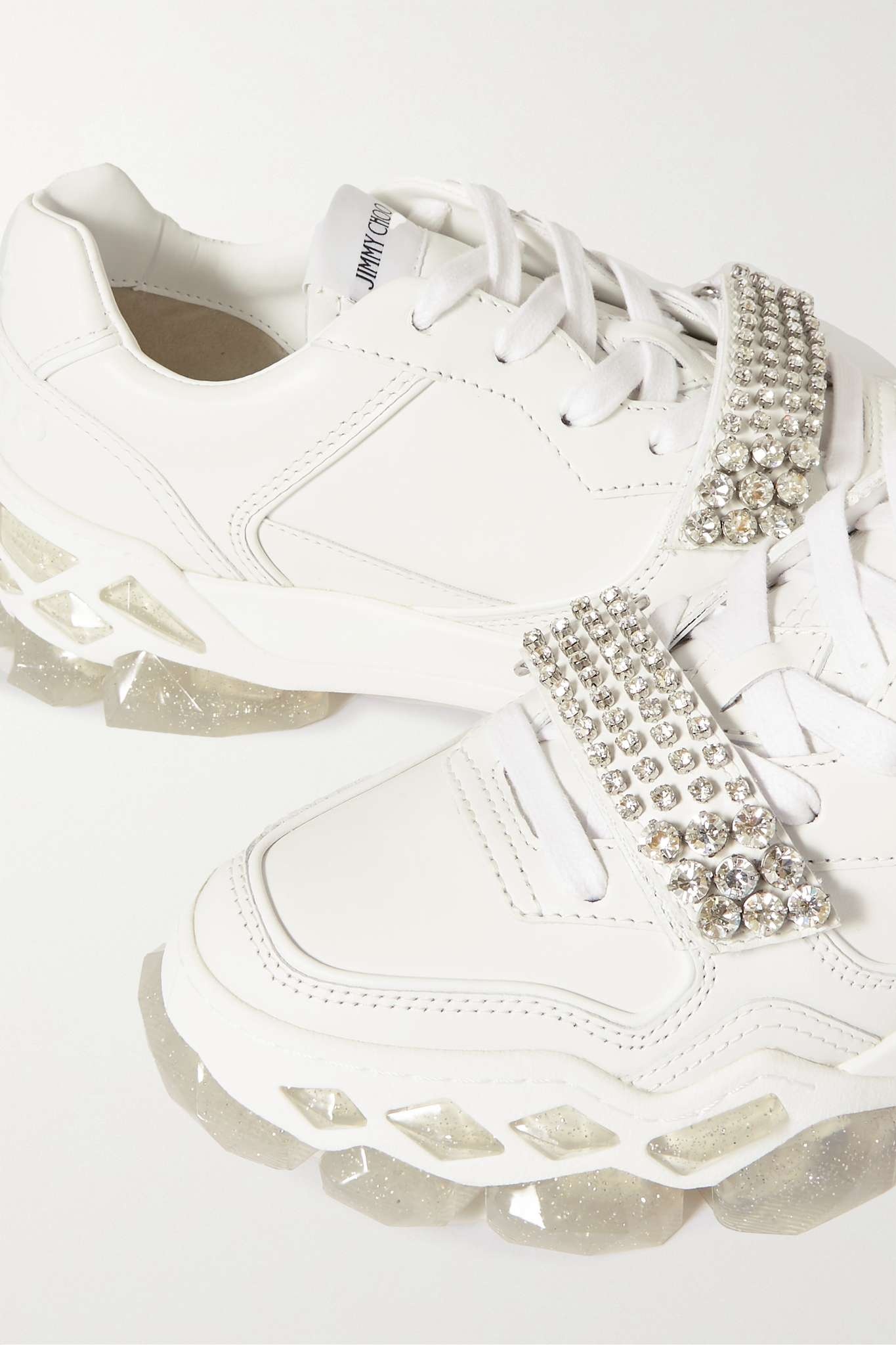 Diamond X Strap crystal-embellished leather sneakers - 4