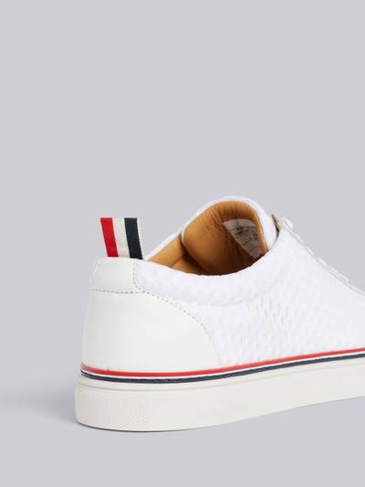 Thom Browne White Heavy Athletic Mesh Stripe Rubber Cupsole Low Top Trainer outlook