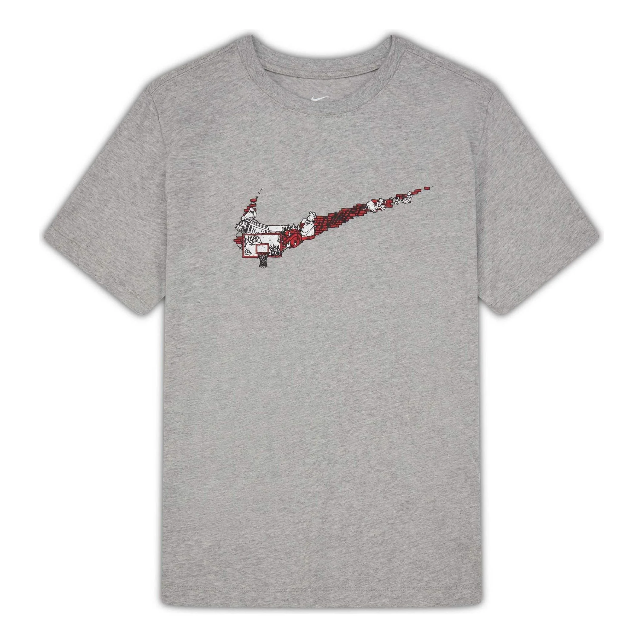 Men's Nike Cartoon Pattern Large Logo Printing Round Neck Casual Short Sleeve Dark Grey T-Shirt DR12 - 1