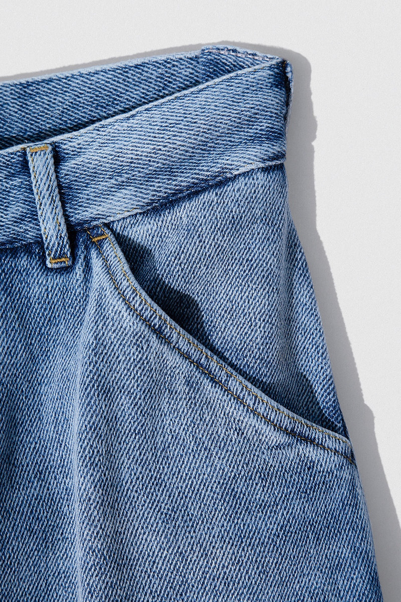 D DENIM WIDE TROUSER STONE WASH DISTRESSED COTTON 4