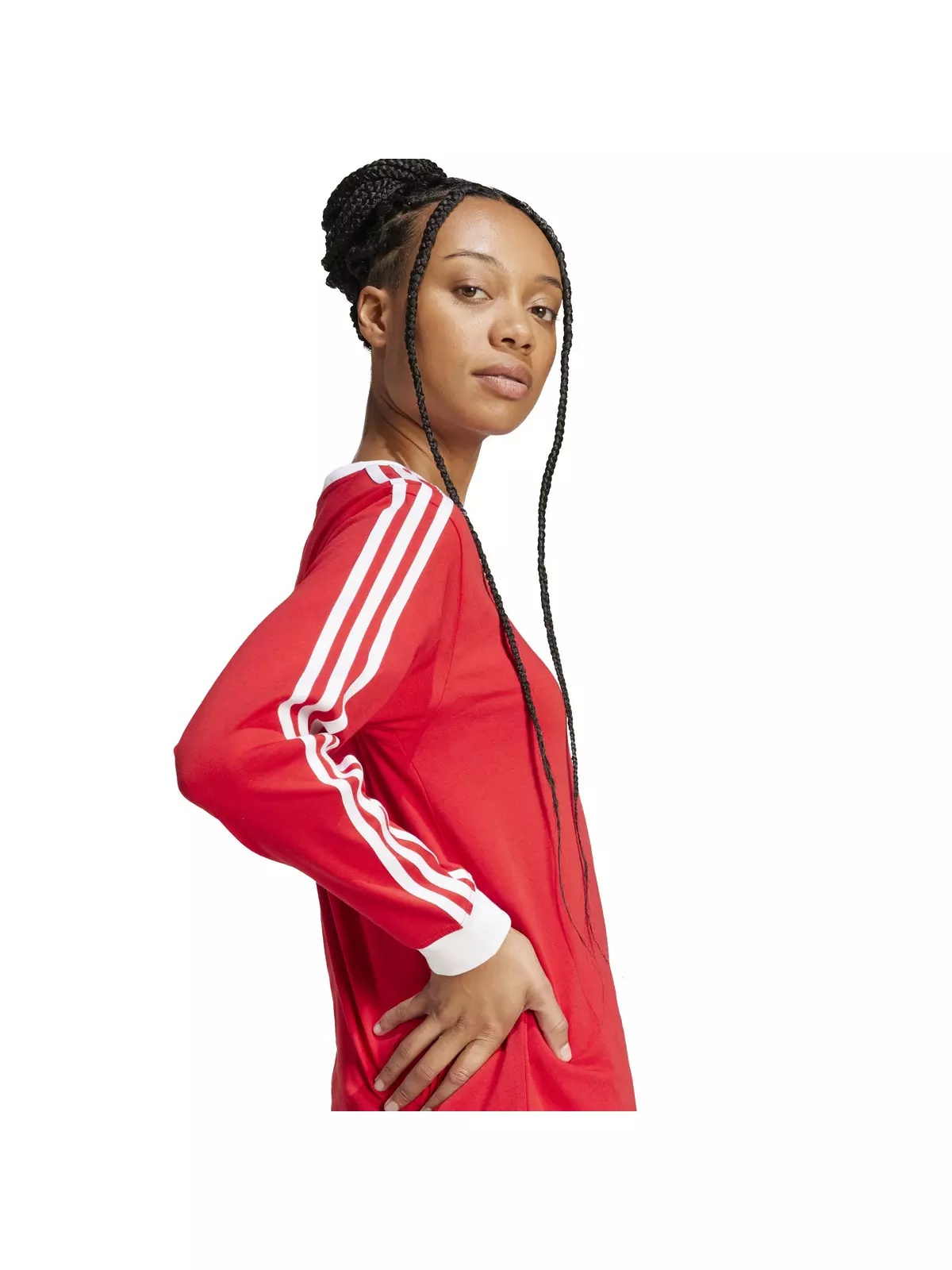 Originals Women's Adicolor 3-Stripes Regular Long-Sleeve T-Shirt -Red - 4