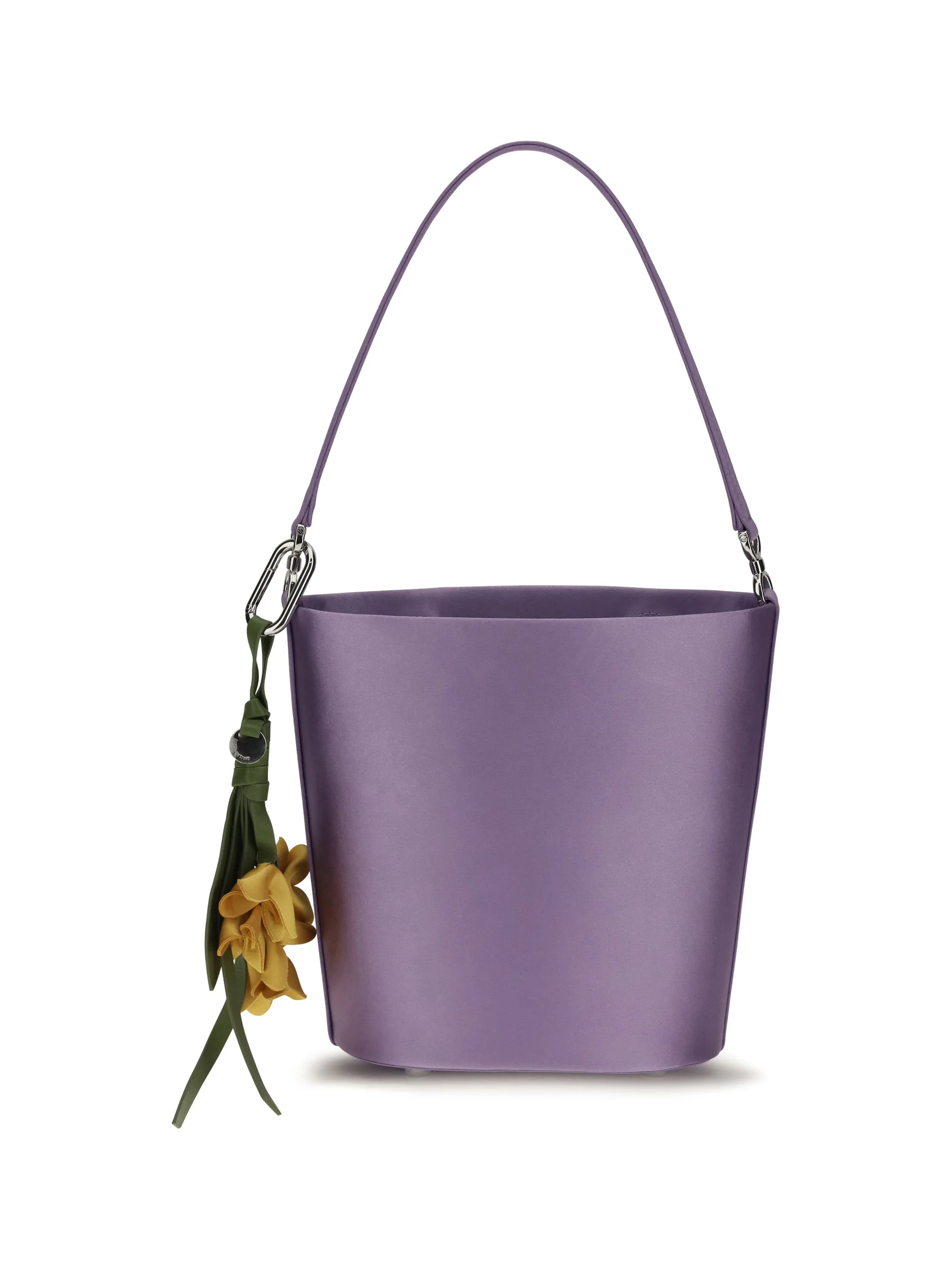 Self-portrait Satin Bucket Bag Lilac - 1