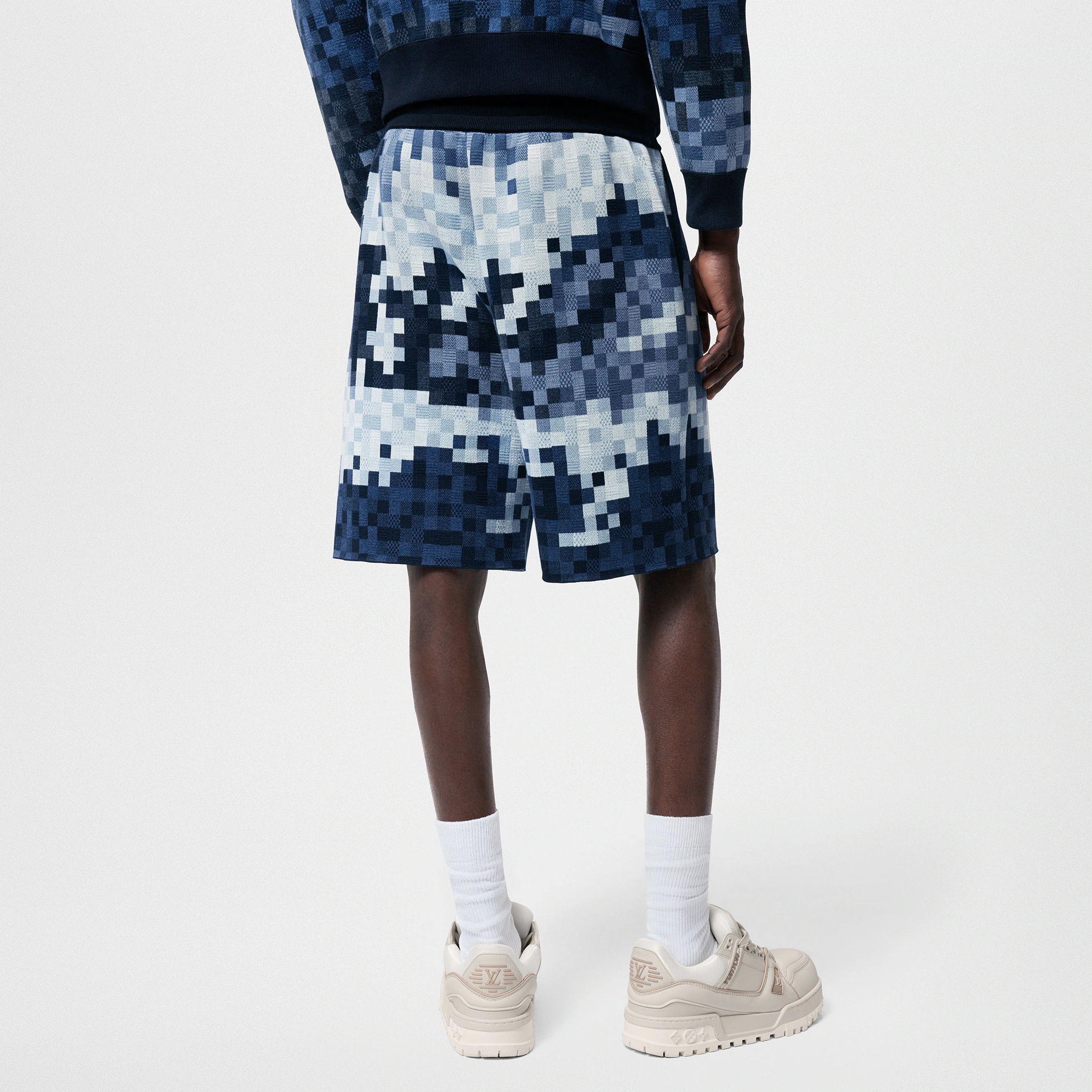 Hybrid Leather And Cotton Damier Shorts - 5