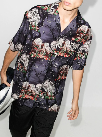 Palm Angels skeleton-print short-sleeve shirt outlook