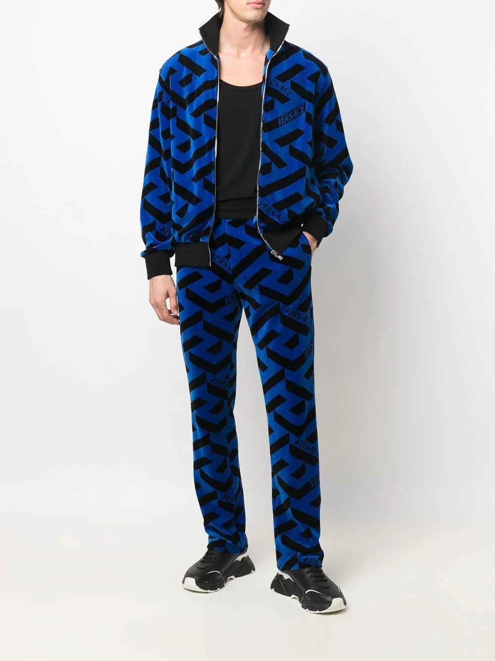 geometric-pattern track pants - 2