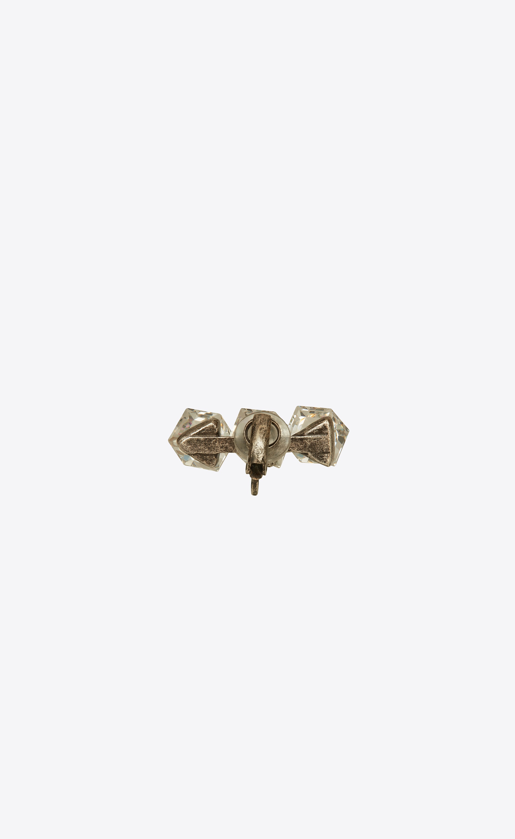 smoking triple-crystal cube clip-on ear jewel in metal - 2
