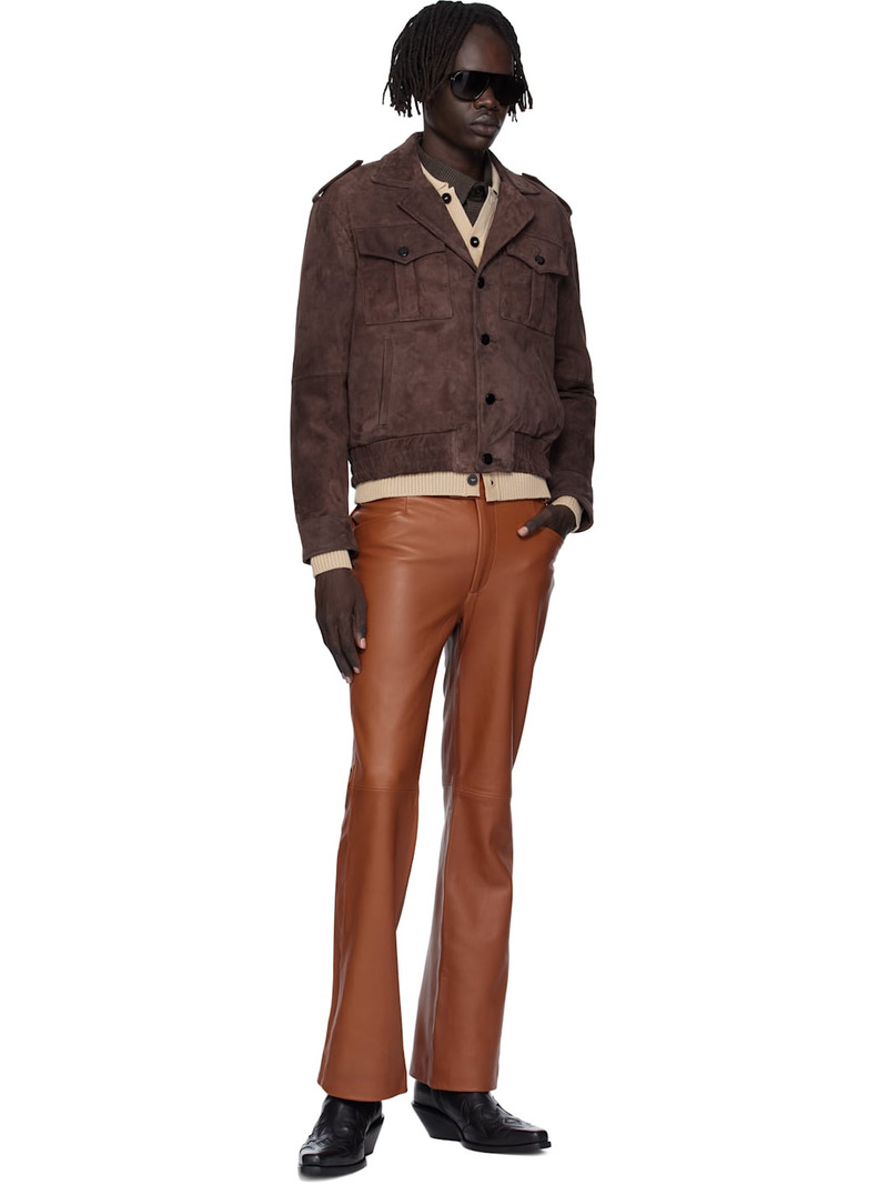 ERNEST W. BAKER Orange Flare Leather Pants outlook