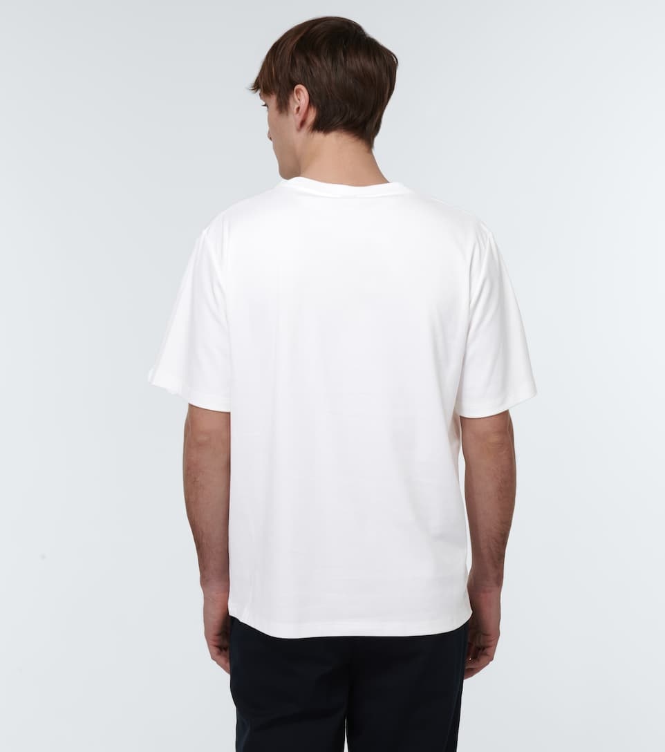 Leather-trimmed cotton T-shirt - 4