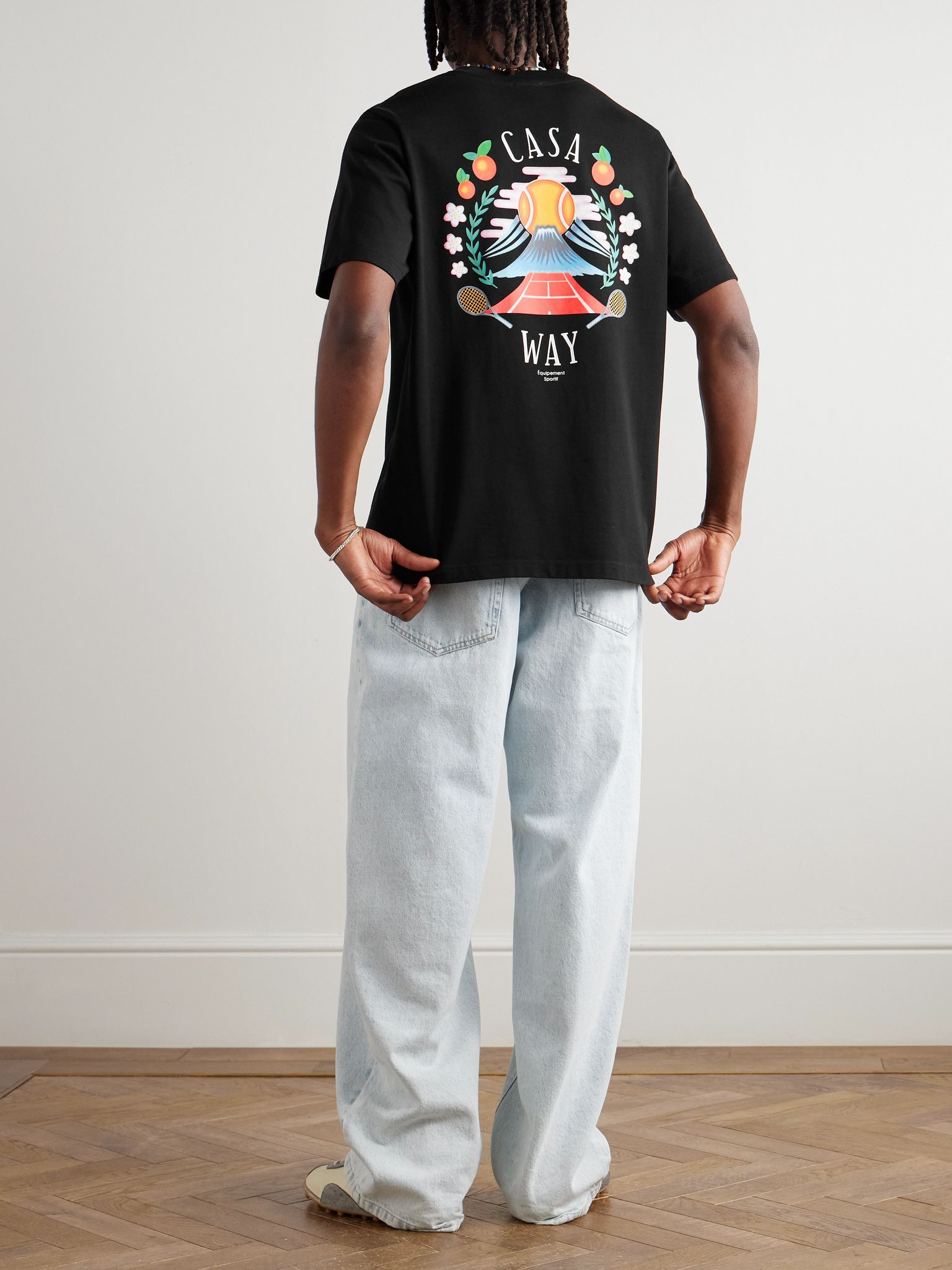 Casa Way Mountain Printed Organic Cotton-Jersey T-Shirt Black - 2