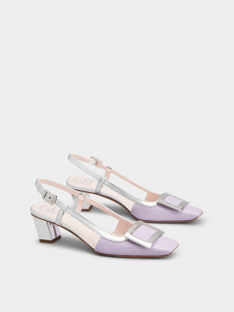 Roger Vivier Belle Vivier Metal Buckle Slingback Pumps in Patent Leather outlook
