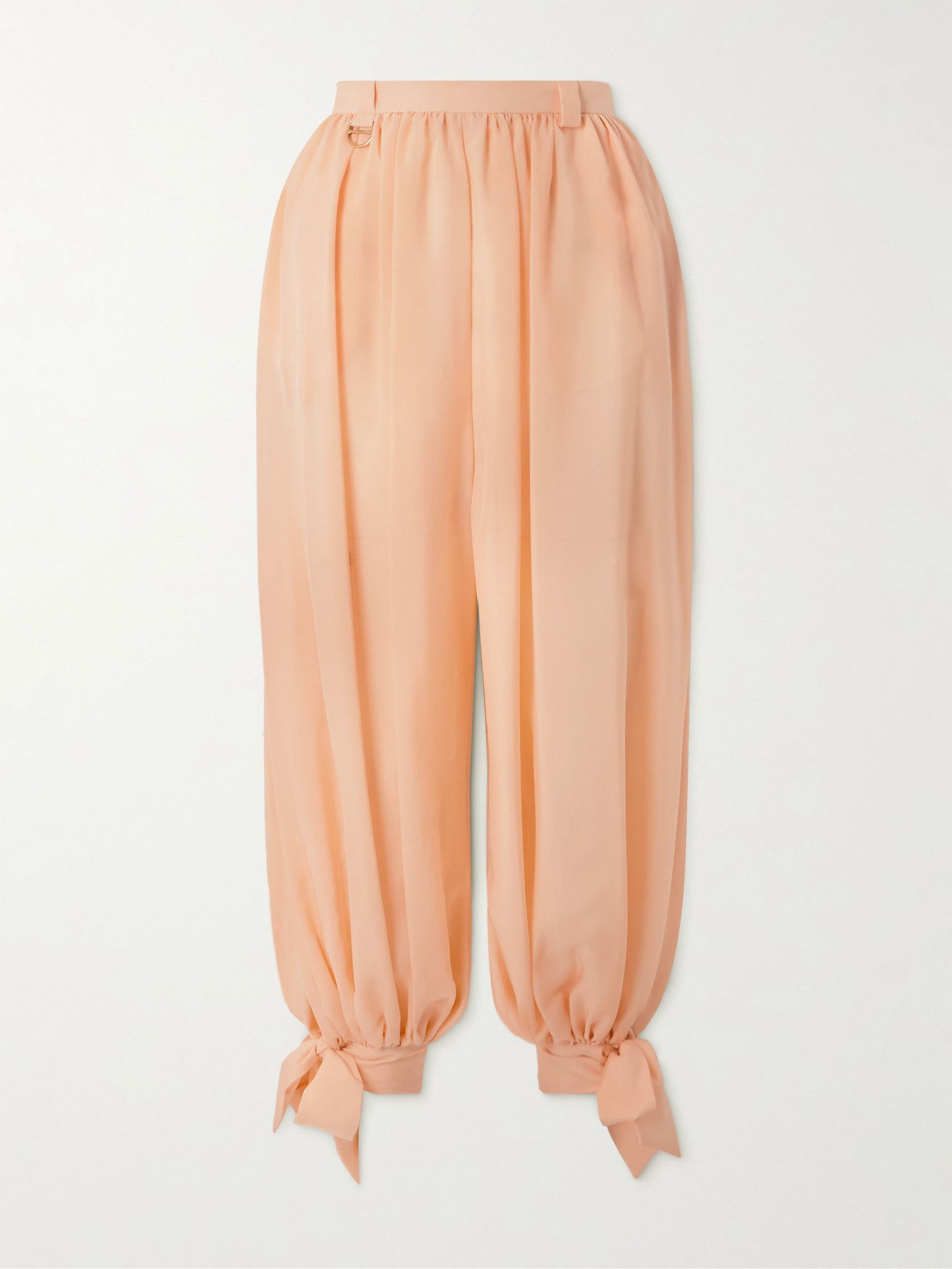 Pleated silk-charmeuse tapered pants Pink - 1