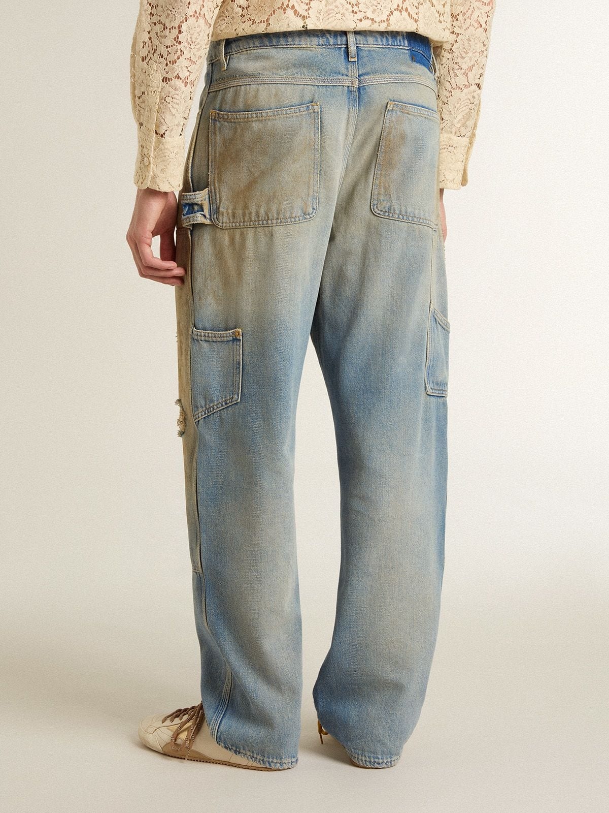 Men's distressed sand-washed jeans - 4