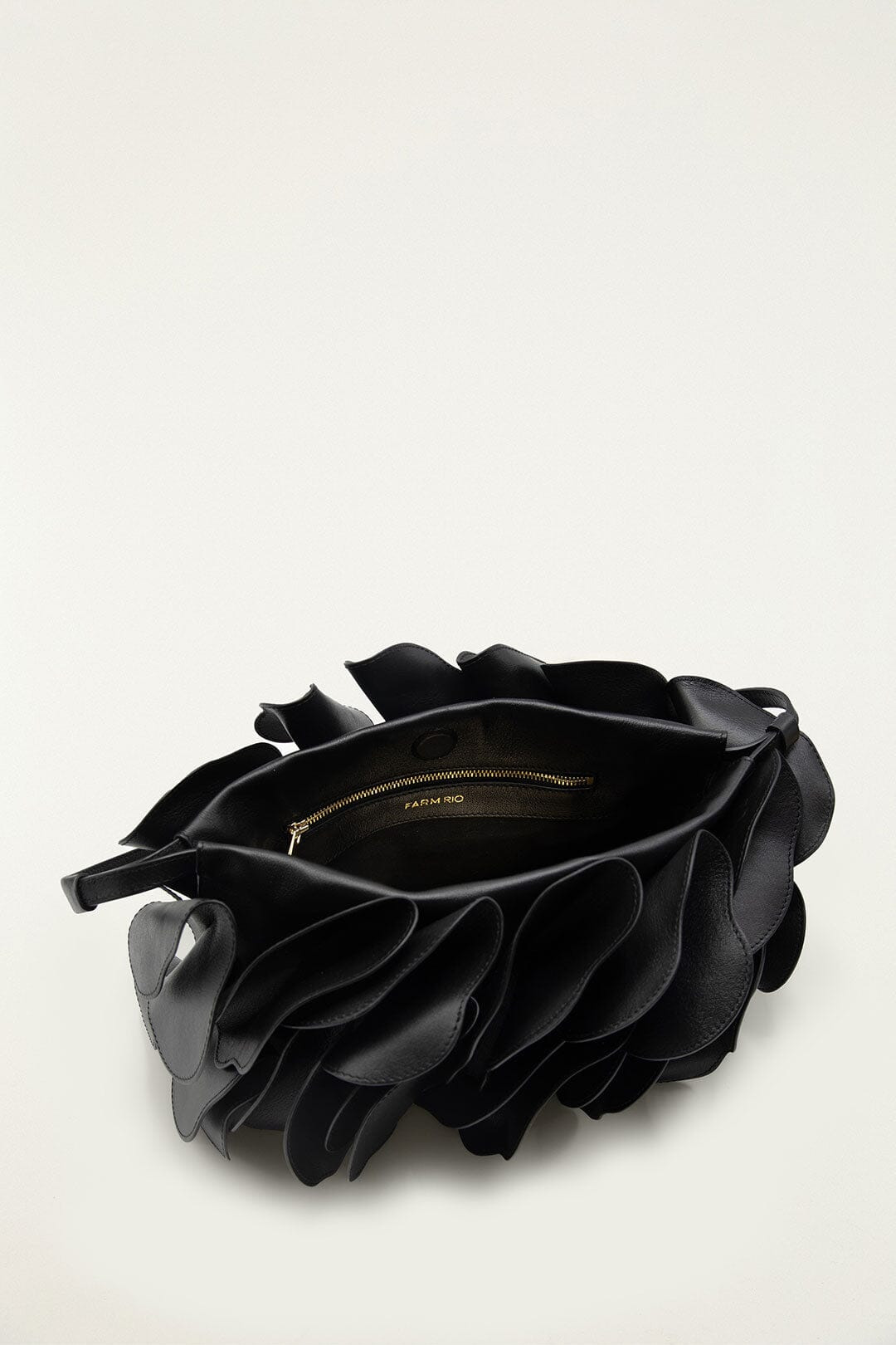 Black Leather Shoulder Flower Bag - 3