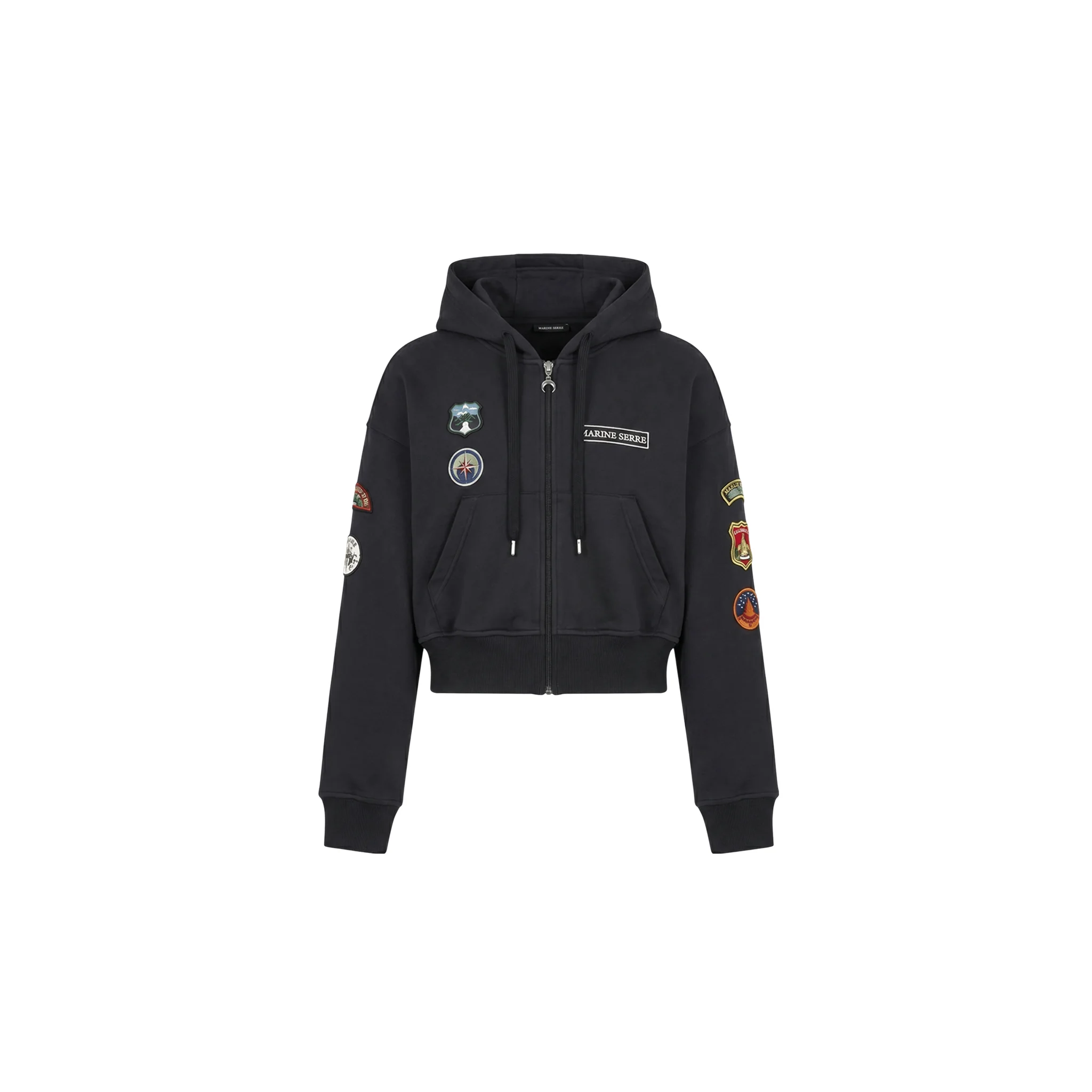 Scout patches zipped cropped hoodie organic cotton - 1