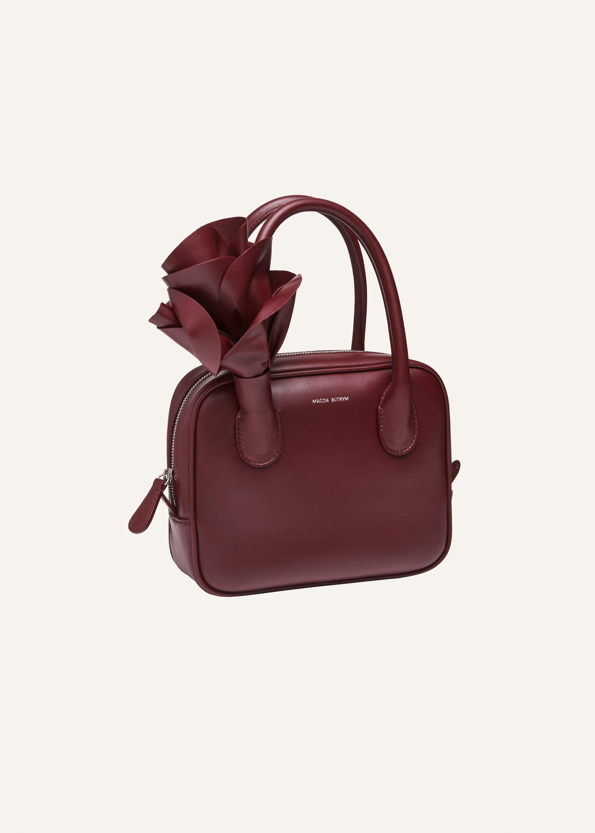 Brigitte square bag in burgundy leather and silver - 2