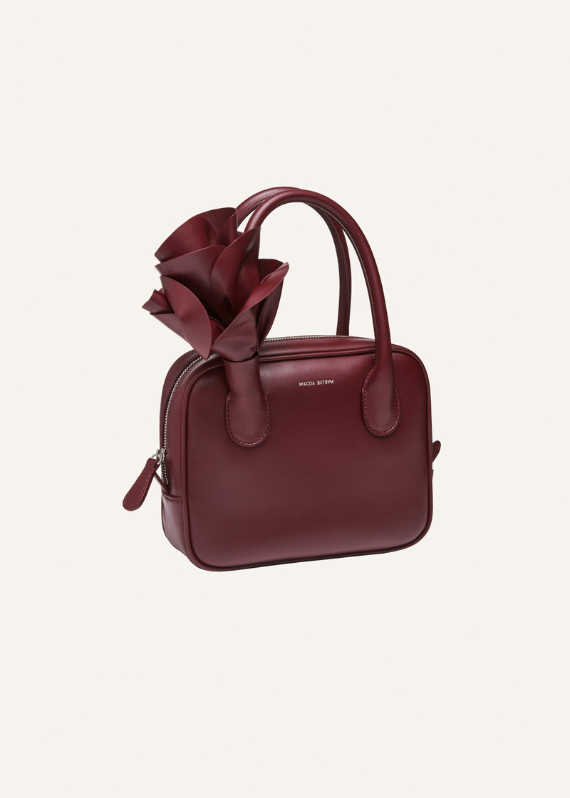 MAGDA BUTRYM Brigitte square bag in burgundy leather and silver outlook