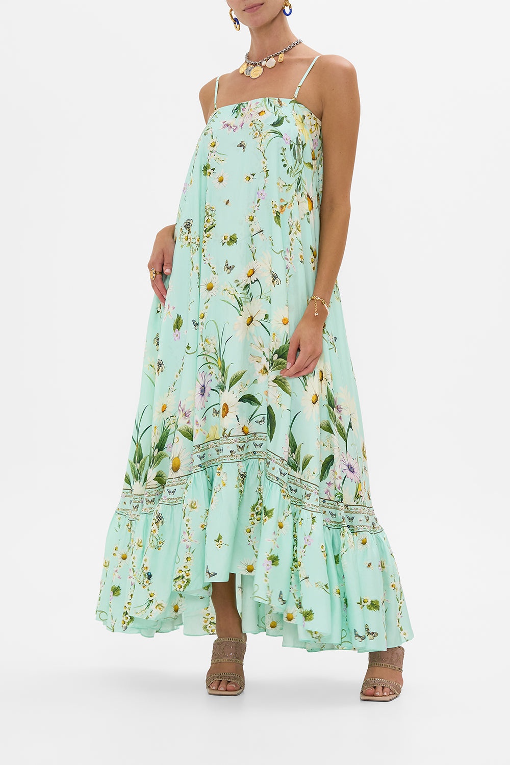 STRAPLESS MAXI WITH RUFFLE HEM - 8