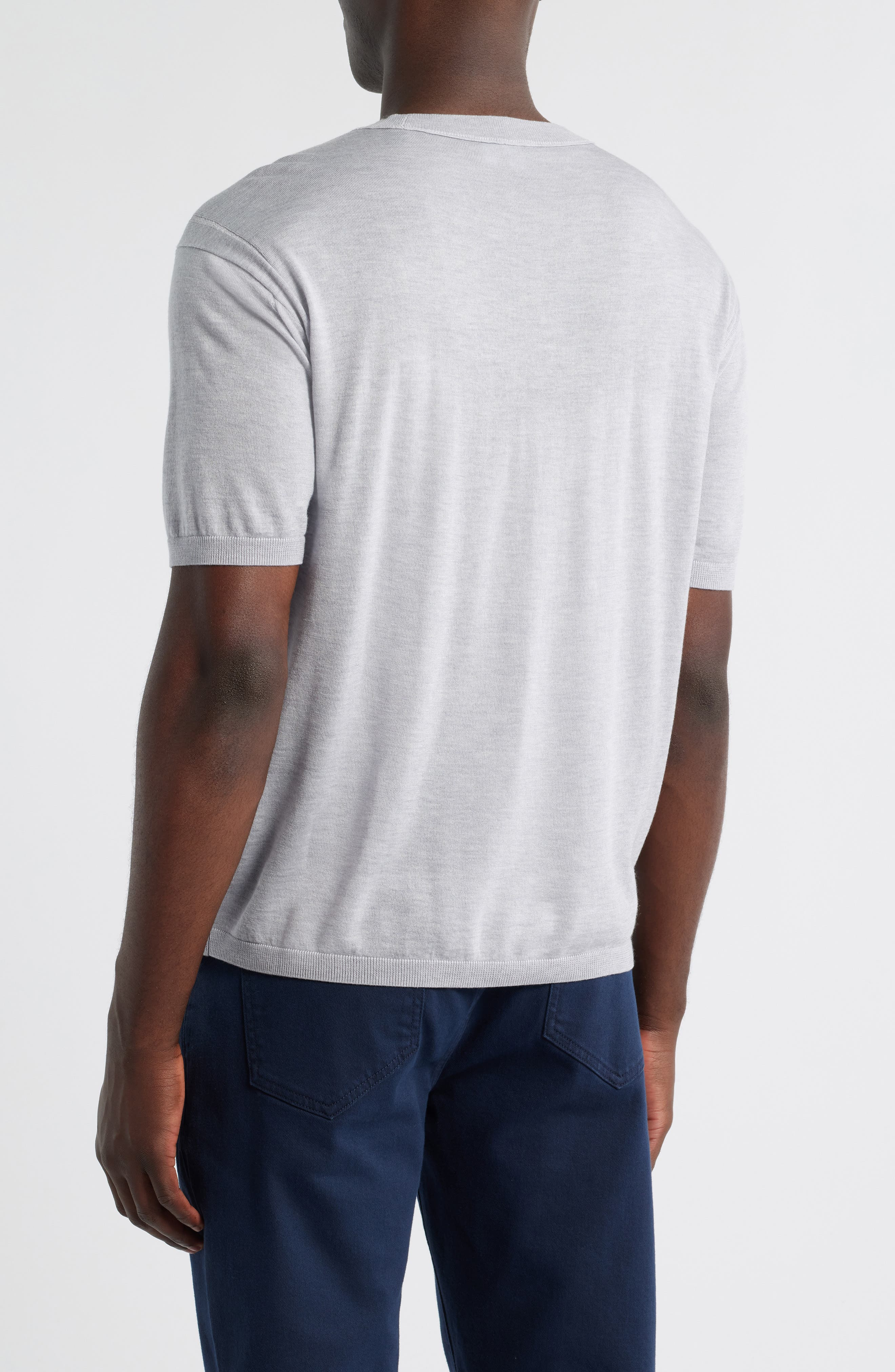 Emporio Armani Short Sleeve Crewneck Sweater in Solid Light/Pastel Grey at Nordstrom - 2
