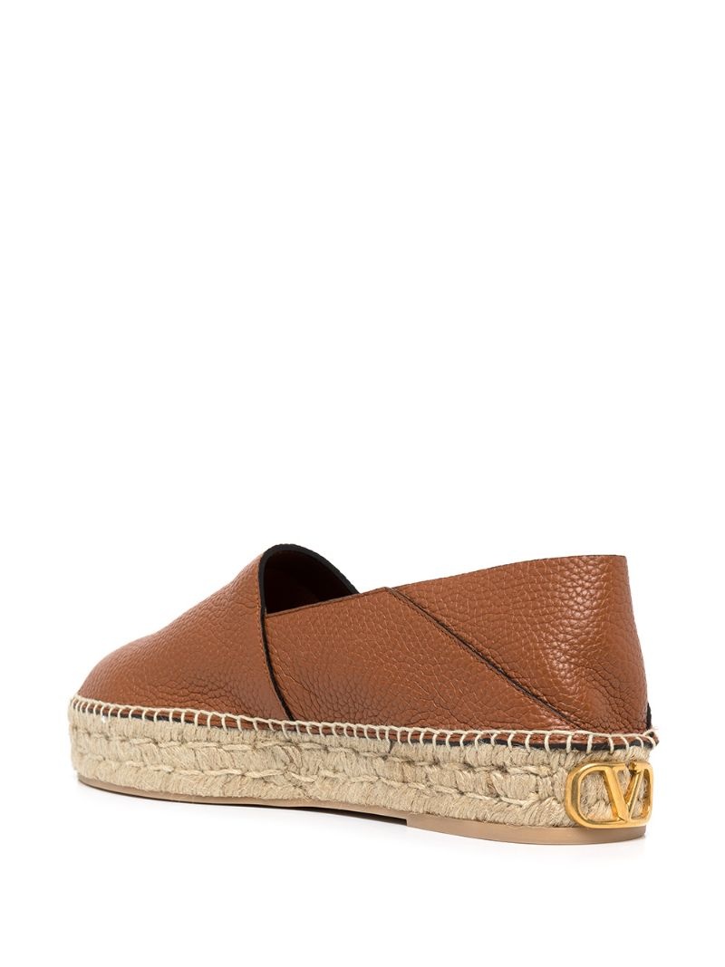 logo-plaque leather espadrilles - 3