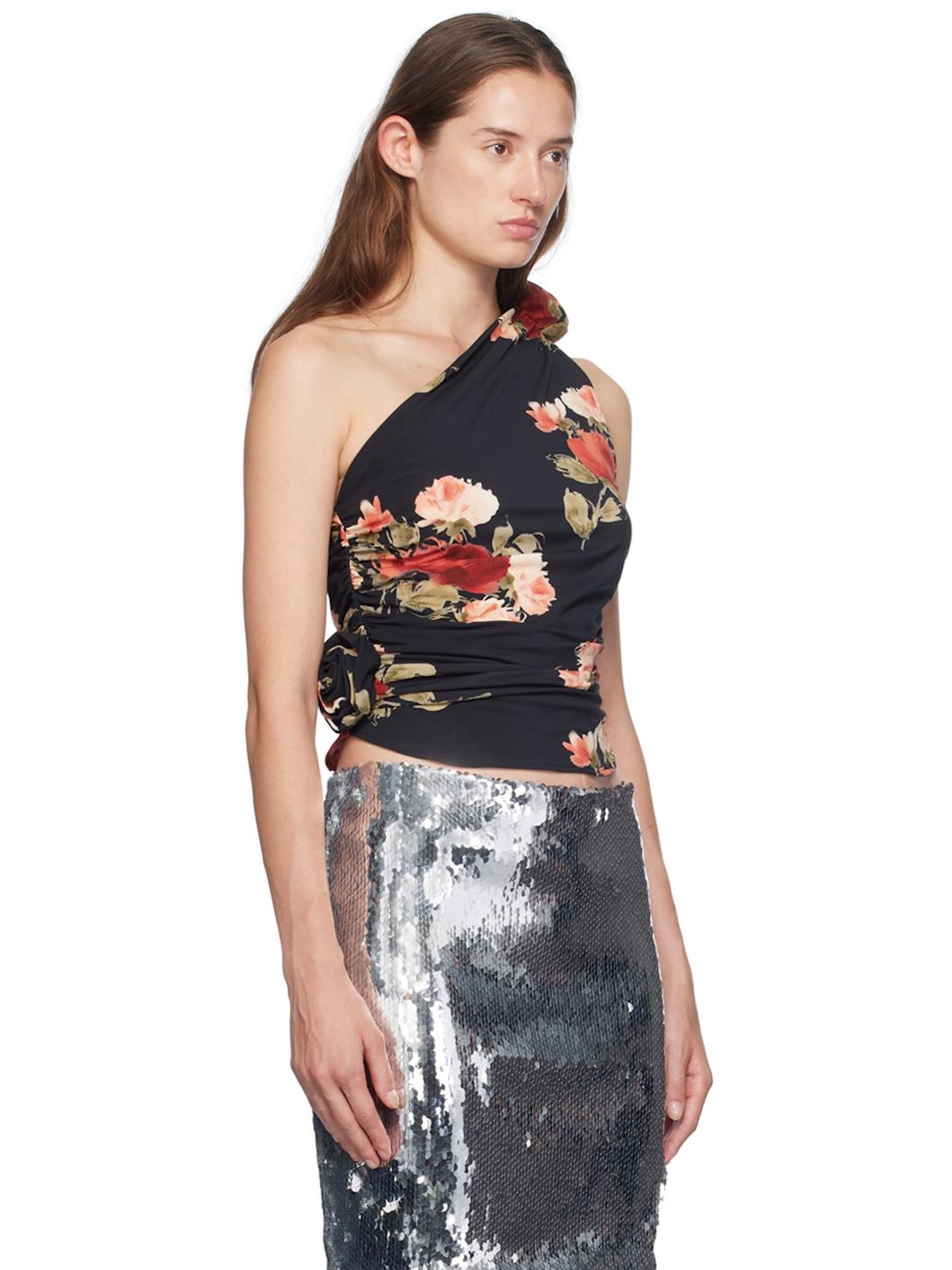 Black Floral Tank Top - 2