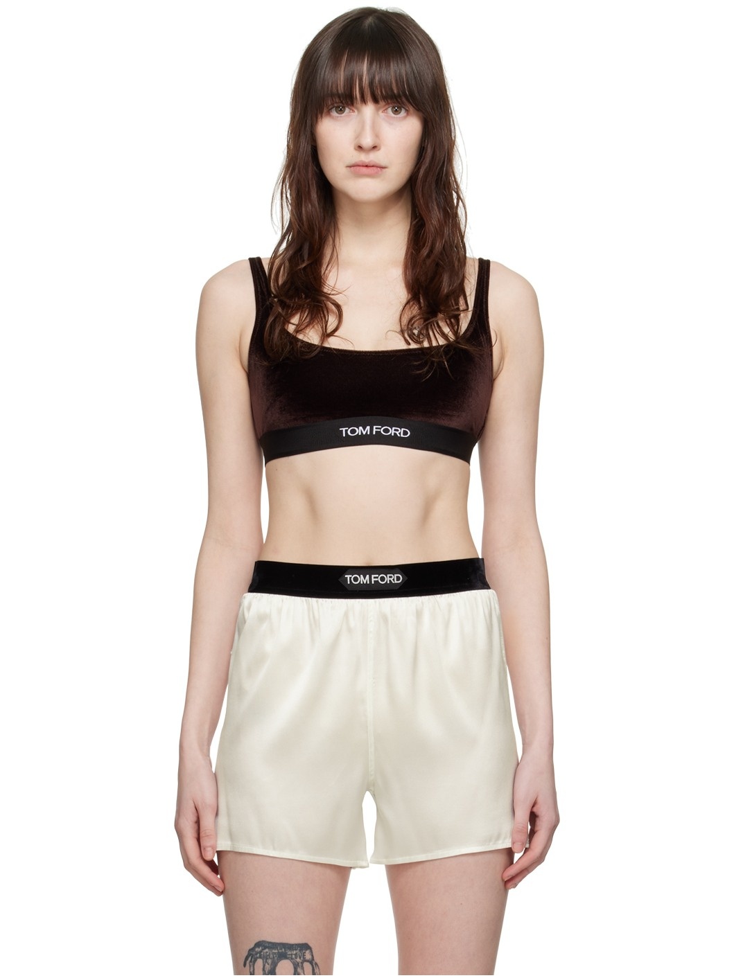 Brown Scoop Neck Bra - 1