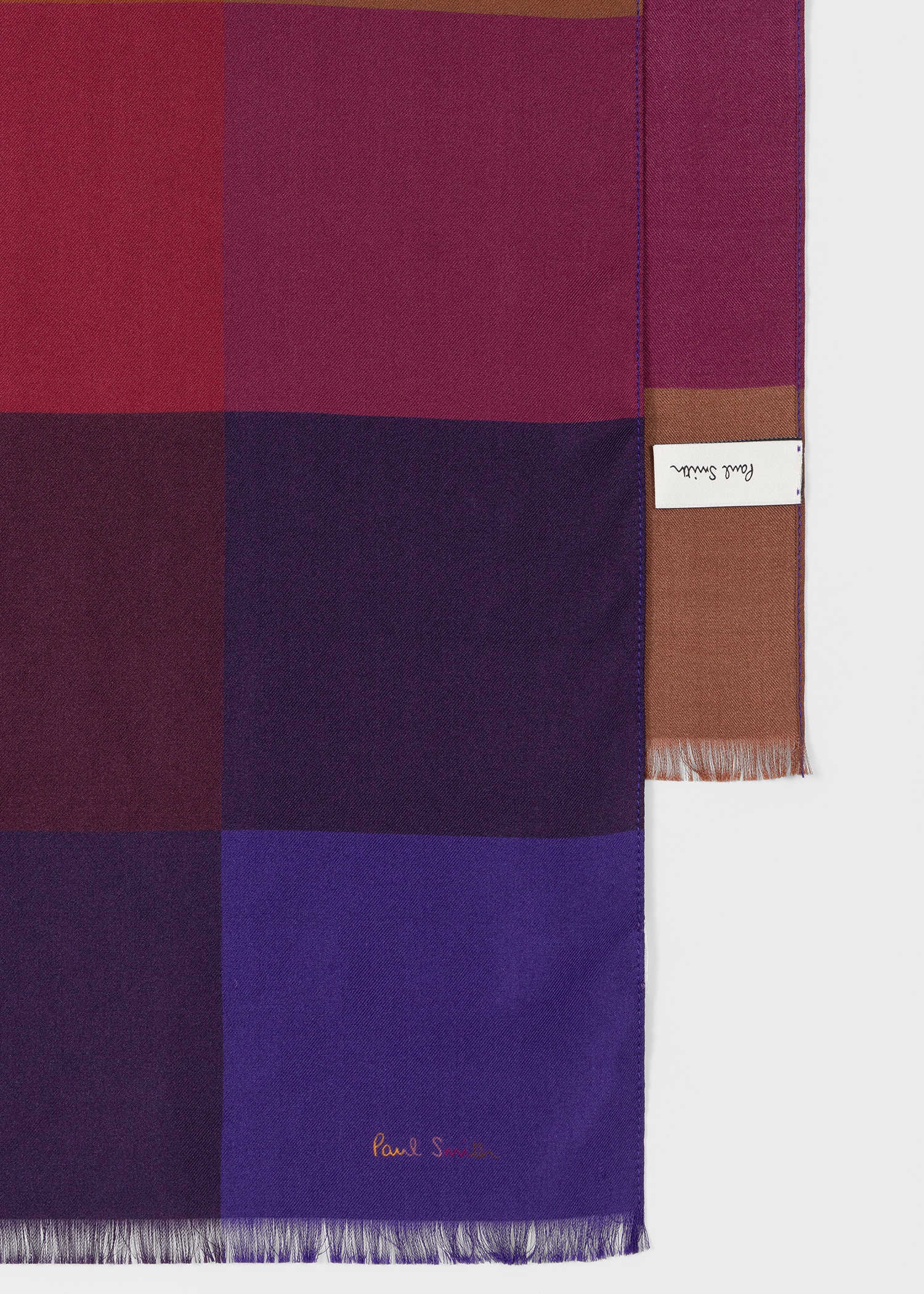 Women's Red Silk Check Scarf - 2