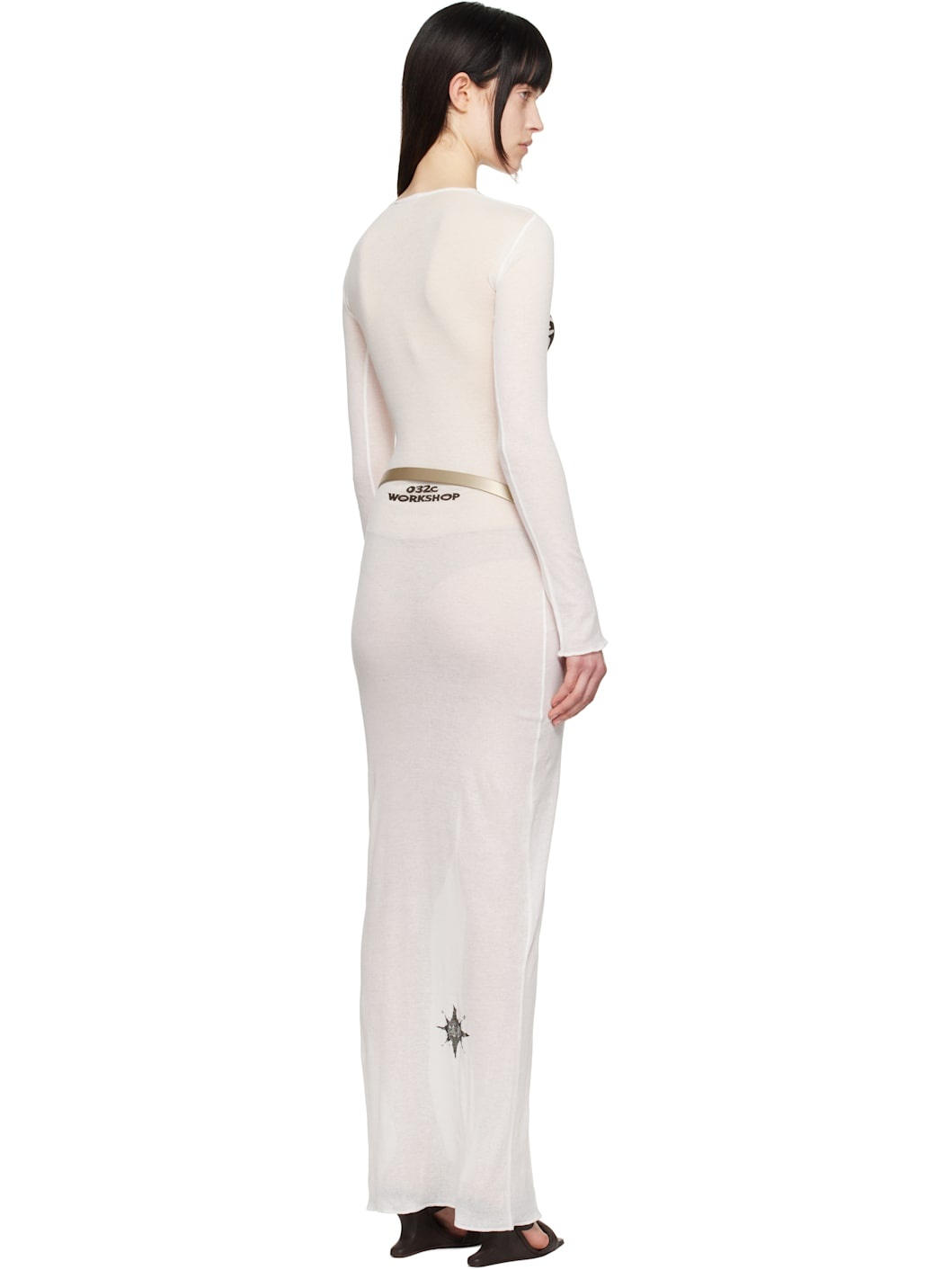 White Black Sun Fine Rib Maxi Dress - 3