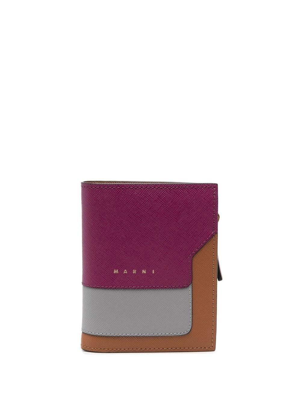 colour-block leather wallet - 1