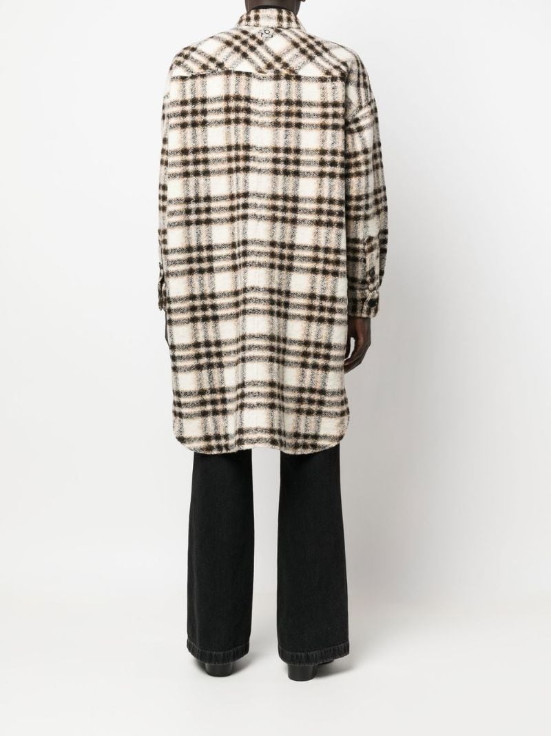 plaid-check long shirt jacket - 4