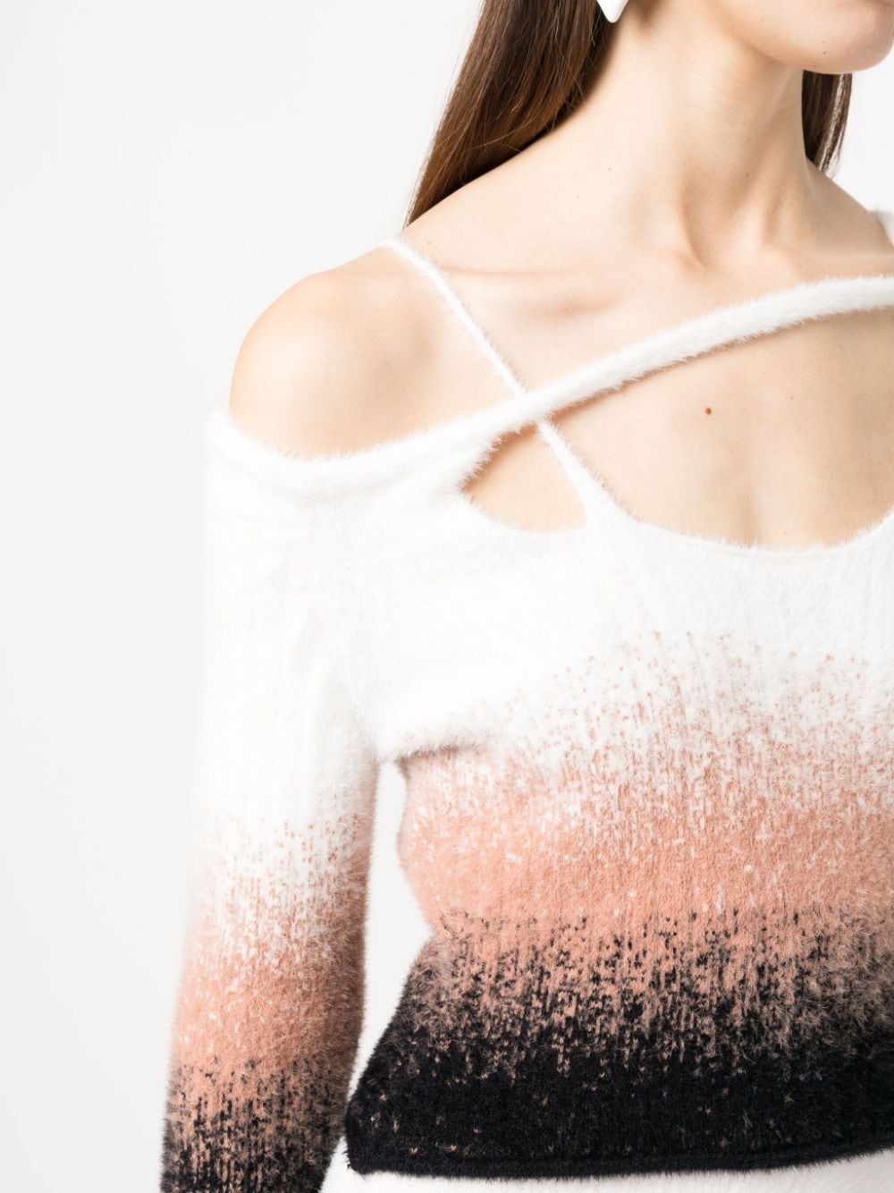 gradiebt-effect off-shoulder knitted jumper - 5