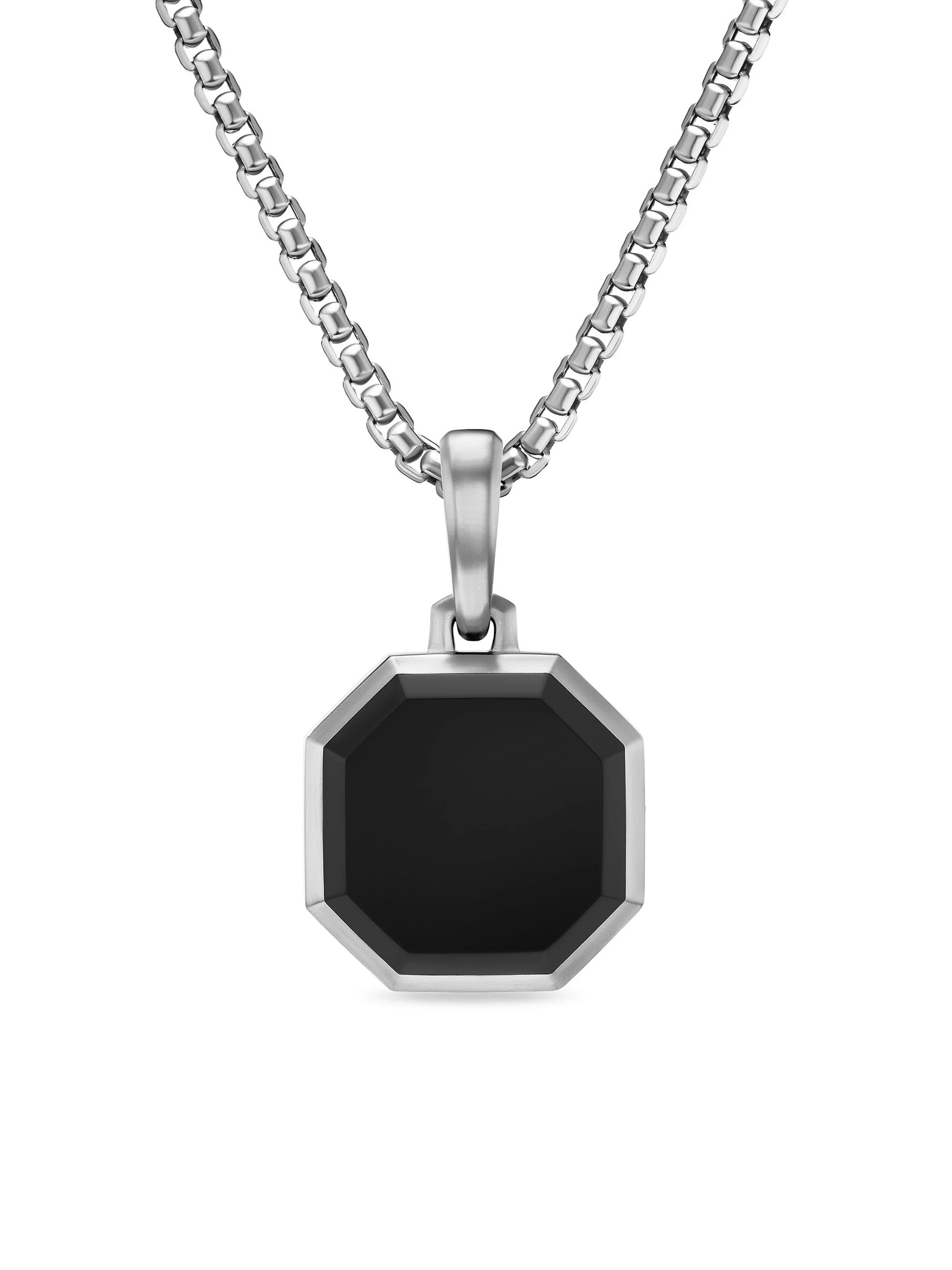 Men's Faceted Stone Amulet in Sterling Silver - Black Onyx - 1