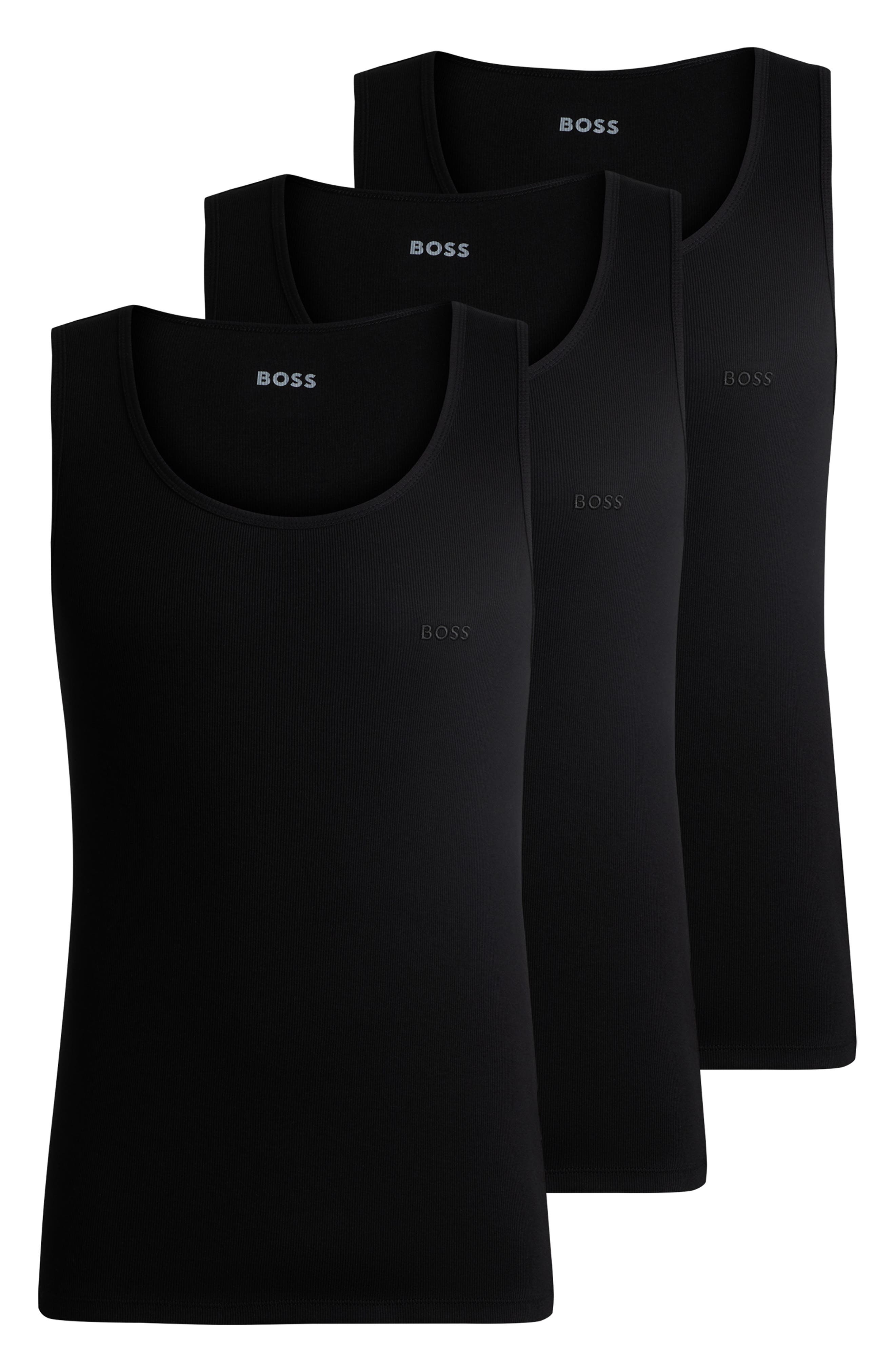 BOSS 3-Pack Ribbed Cotton Tanks in Black at Nordstrom - 5