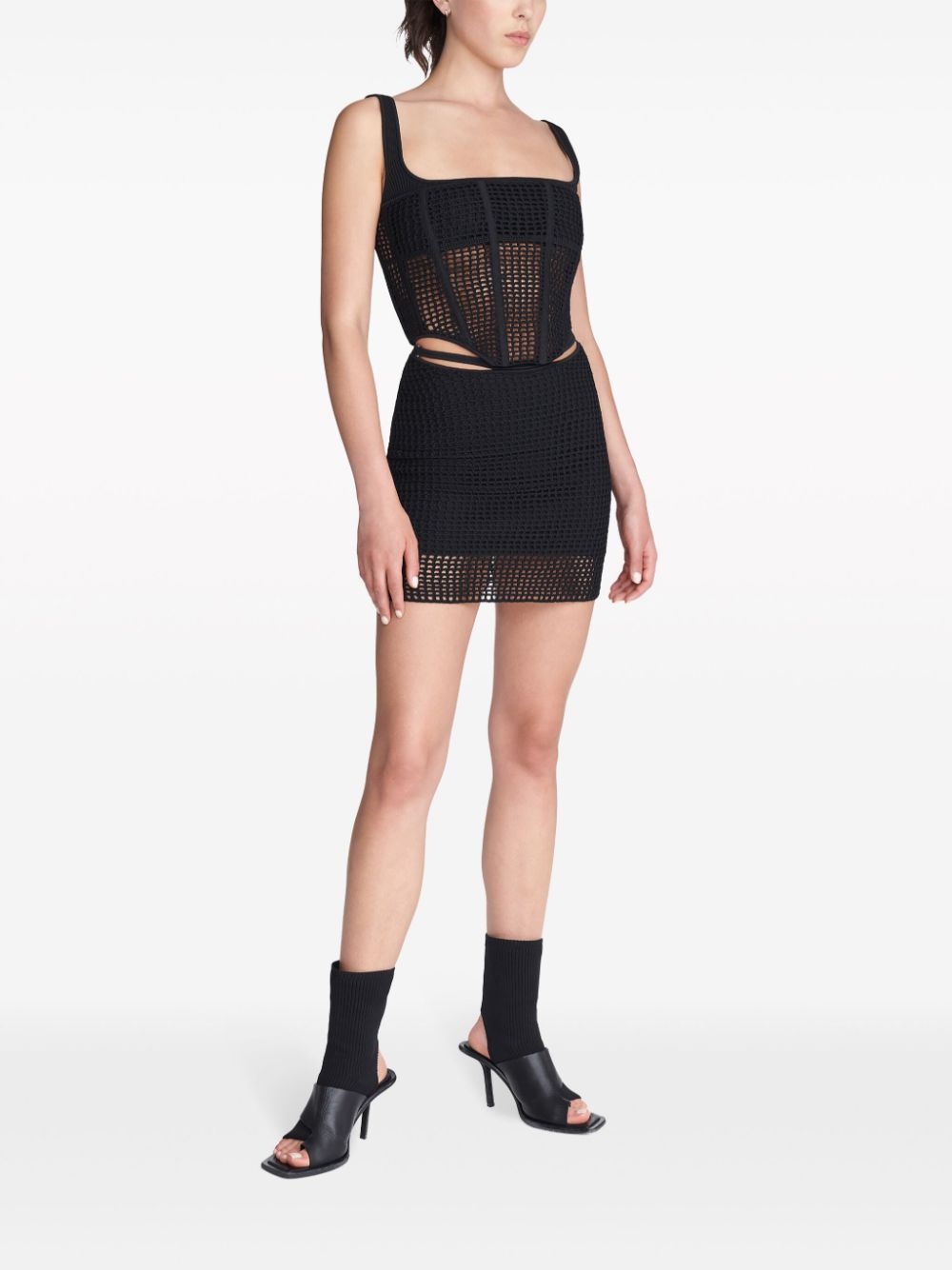 corset-style crochet-knit minidress - 2