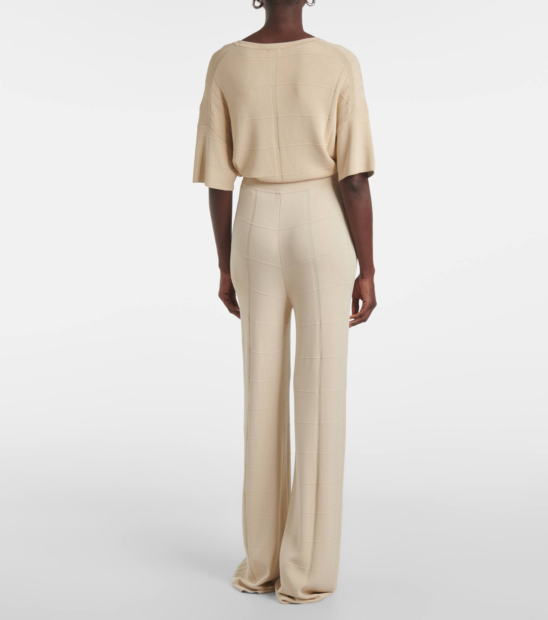 Knitted high-rise flared pants - 3