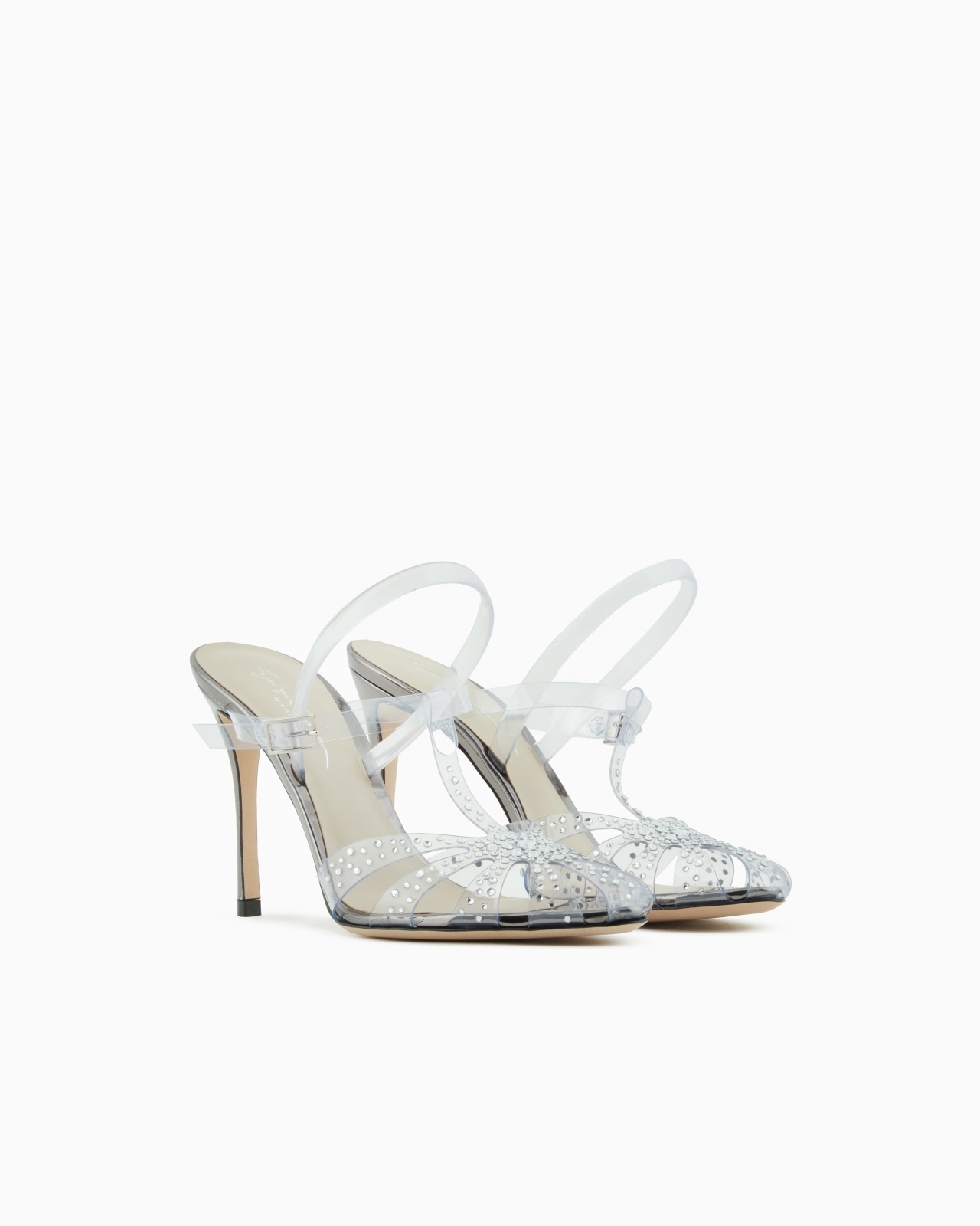 PVC AND RHINESTONE HEELED SANDALS - 2