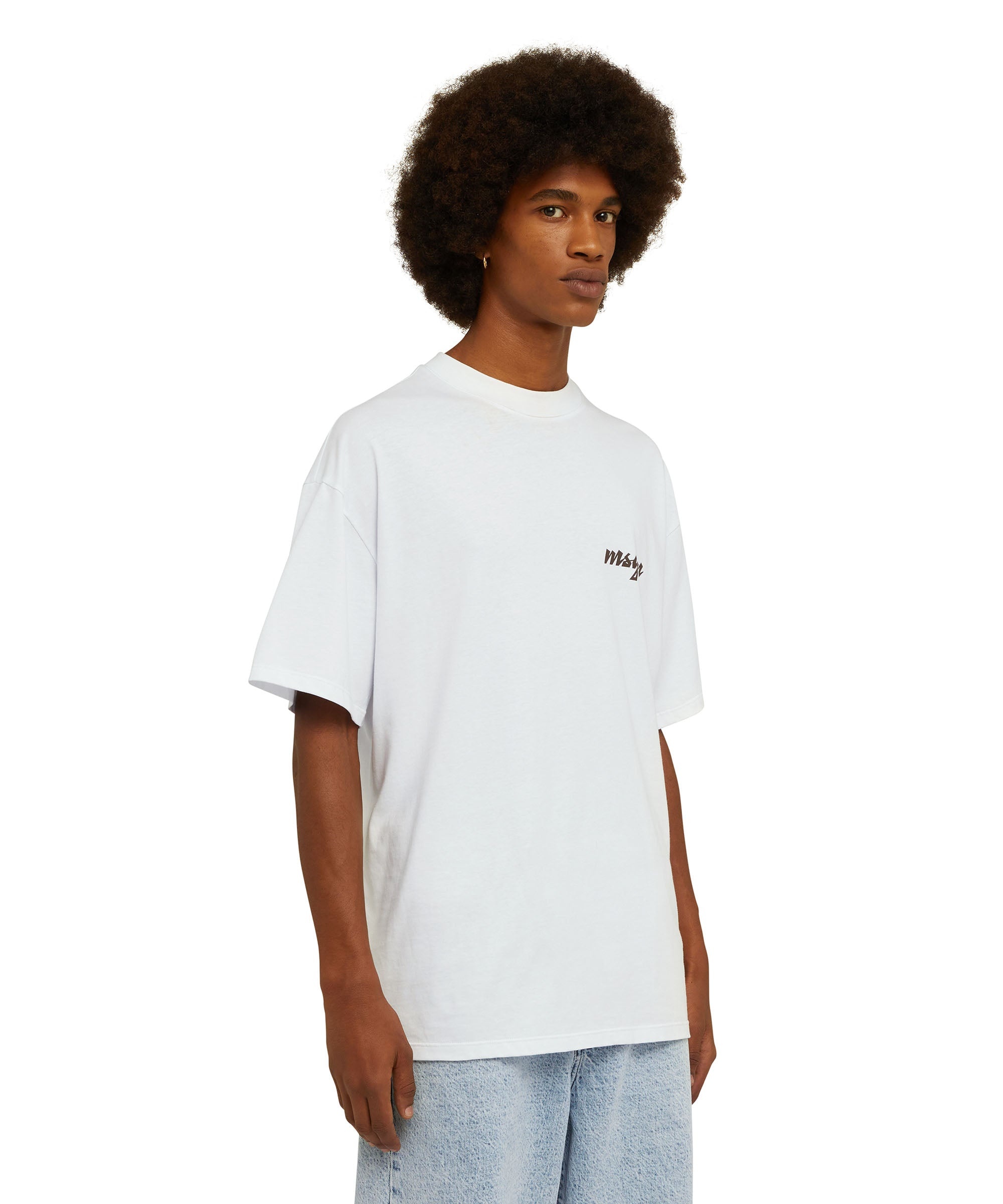 Cotton crewneck t-shirt with embroidered multicolor logo in cursive - 4