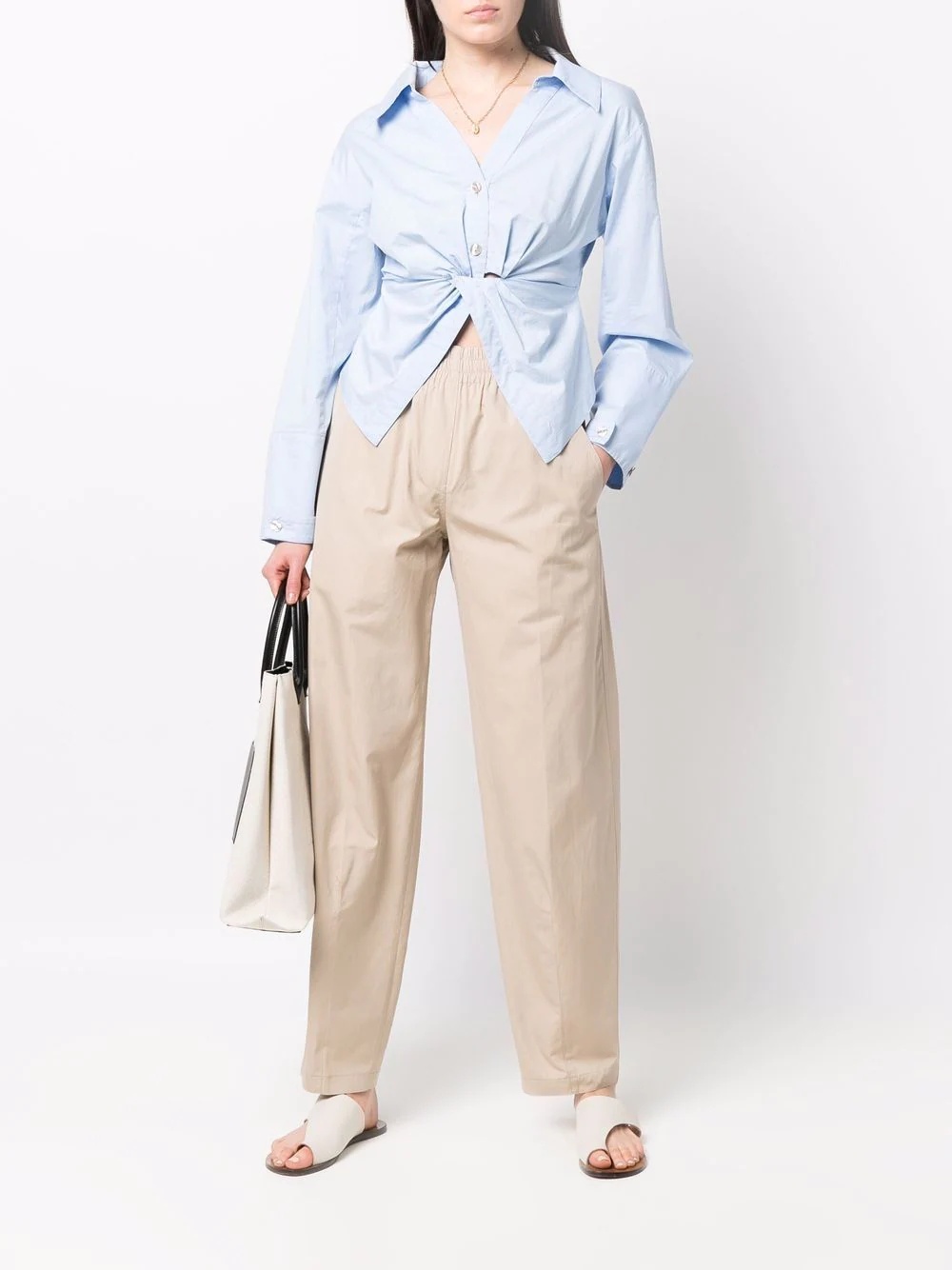 elasticated-waist straight trousers - 2