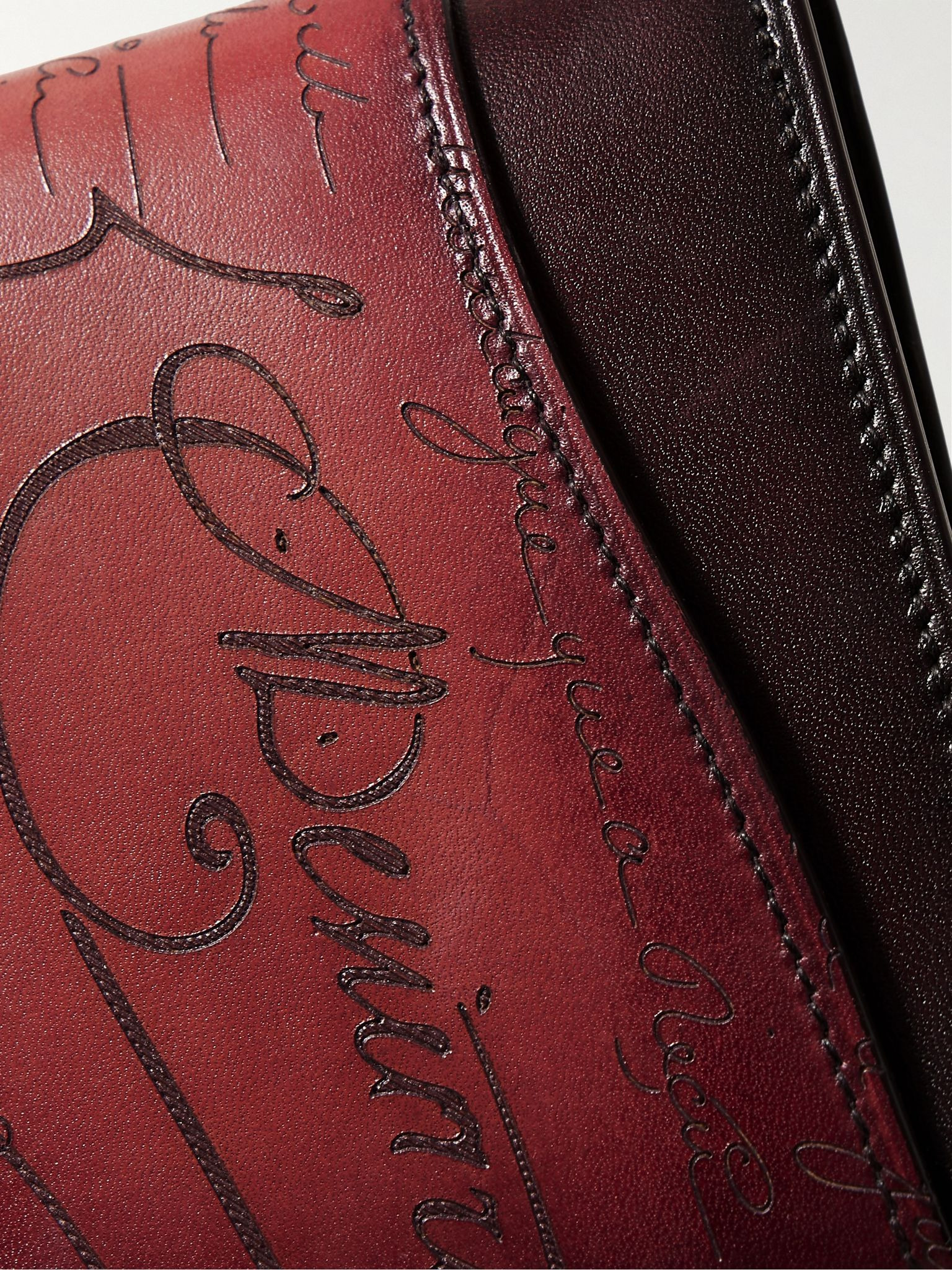 Makore Neo Scritto Venezia Leather Bifold Wallet Burgundy - 3