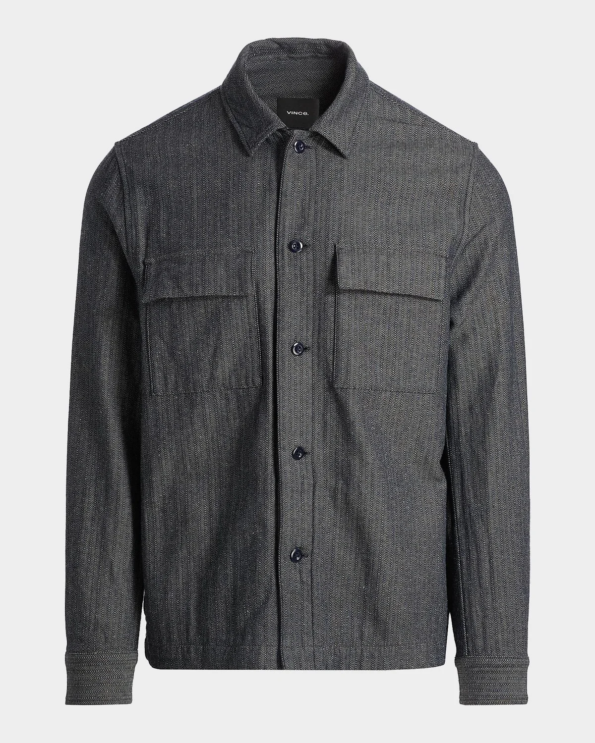 Men's Herringbone Flap-Pocket Overshirt - 1