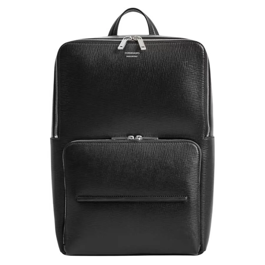 Ferragamo Black Revival Leather Backpack - 1