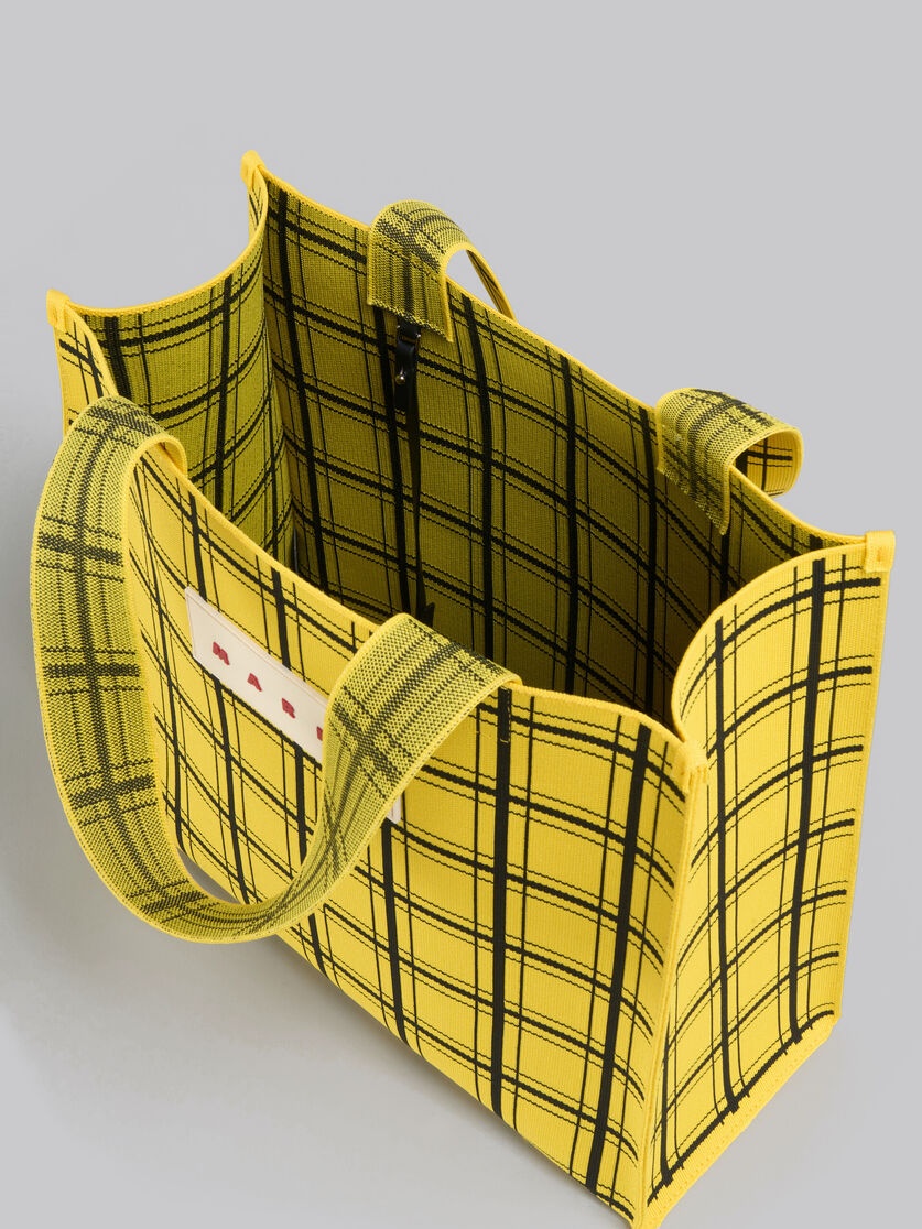 YELLOW AND BLACK JACQUARD CHECK SHOPPER - 4