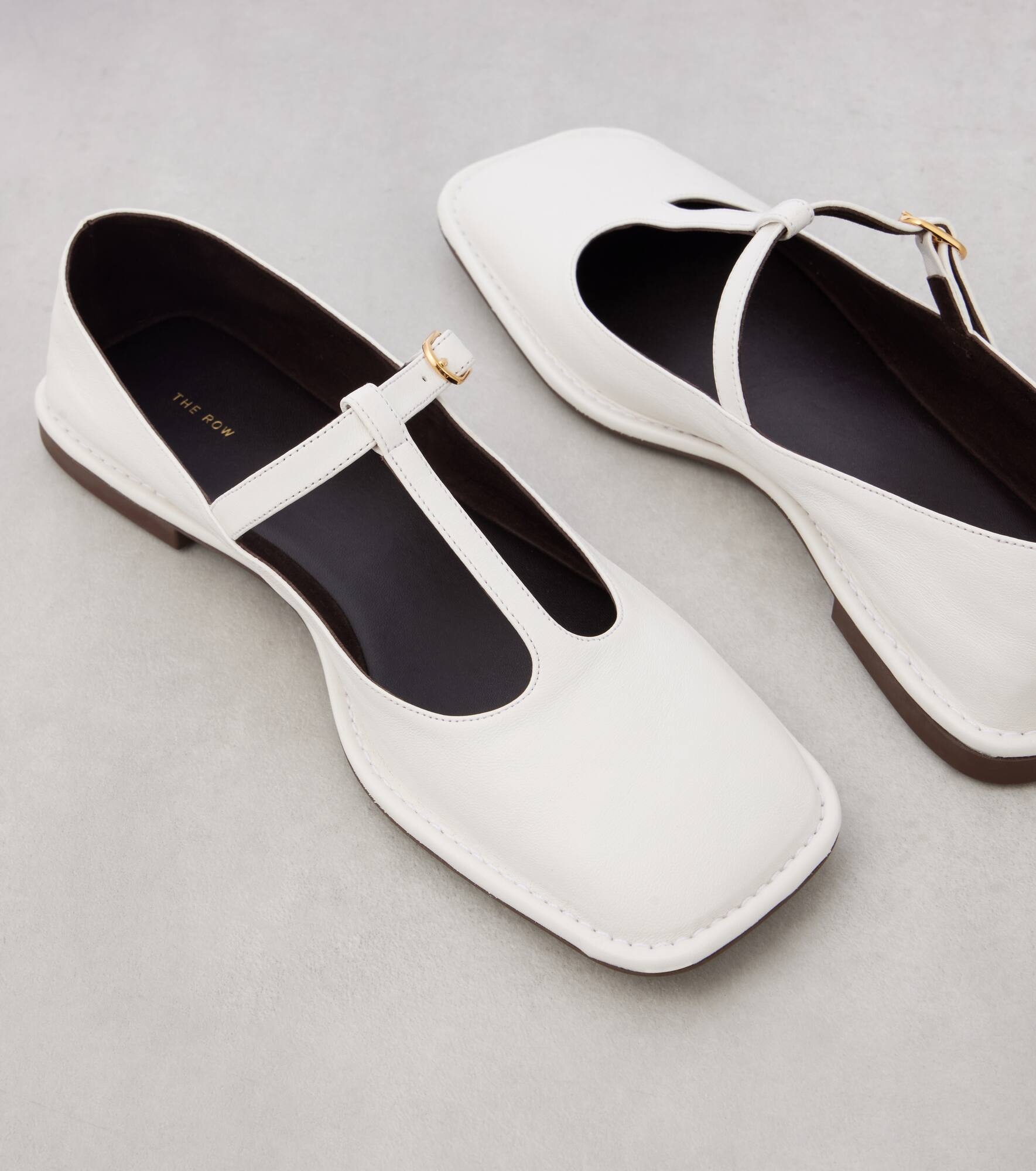 Square T-Strap leather ballet flats - 5