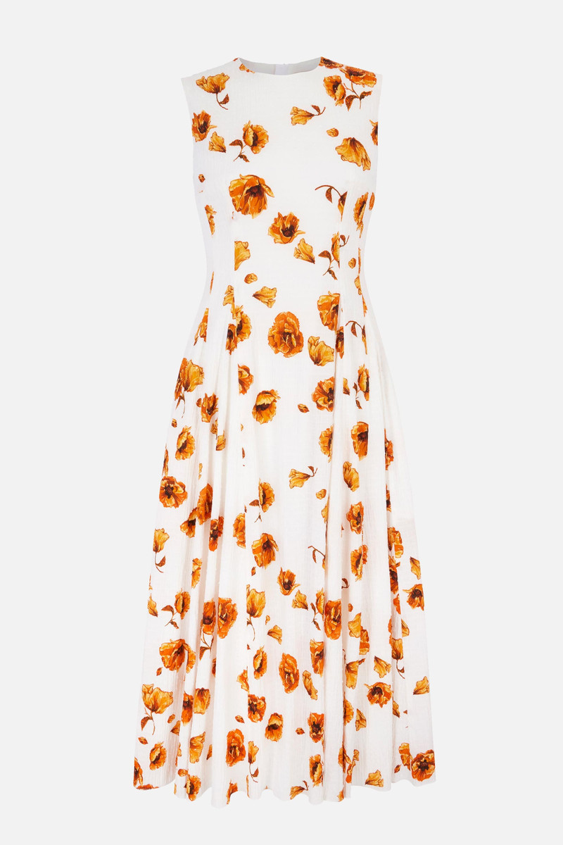 Chelsea Dress In Orange Poppies Bibione Cotton 1