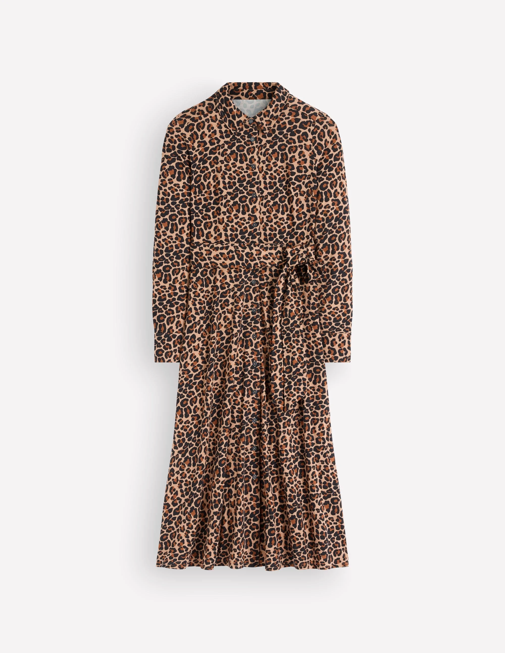 Marcia Jersey Shirt Dress-Camel, Leopard Fields - 1
