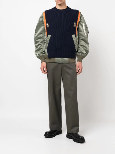 sacai contrast wool-mix jumper outlook