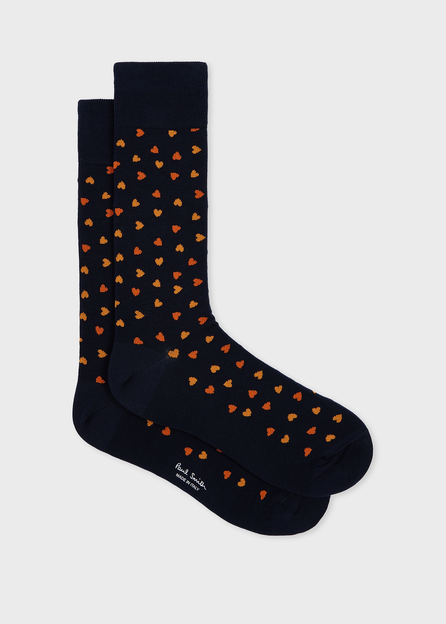 Navy Blue Cotton-Blend Heart Socks - 1