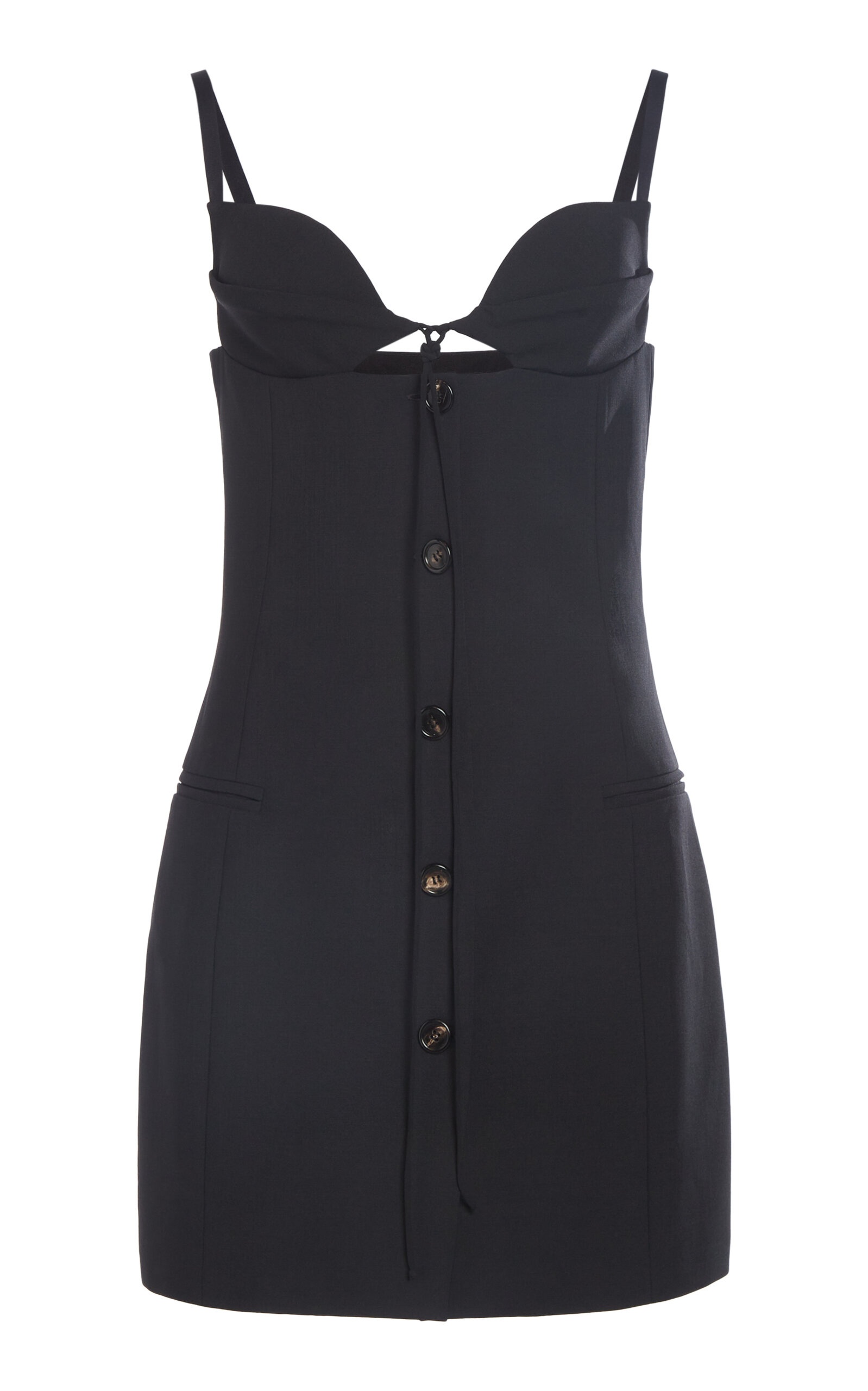 Button-Front Woven Mini Dress black - 1