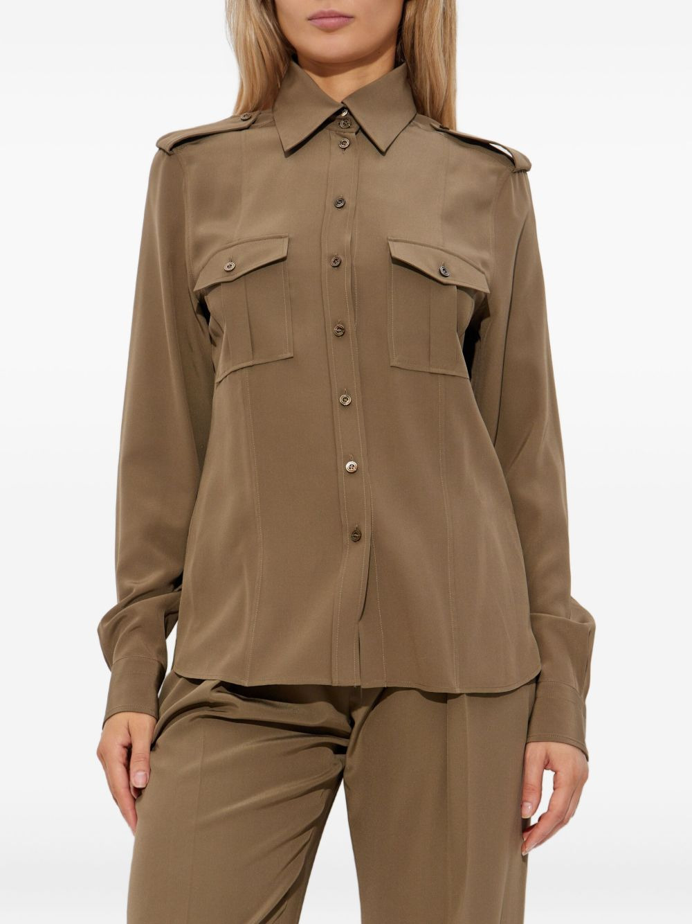 button-fastening flap-pocket shirt - 3