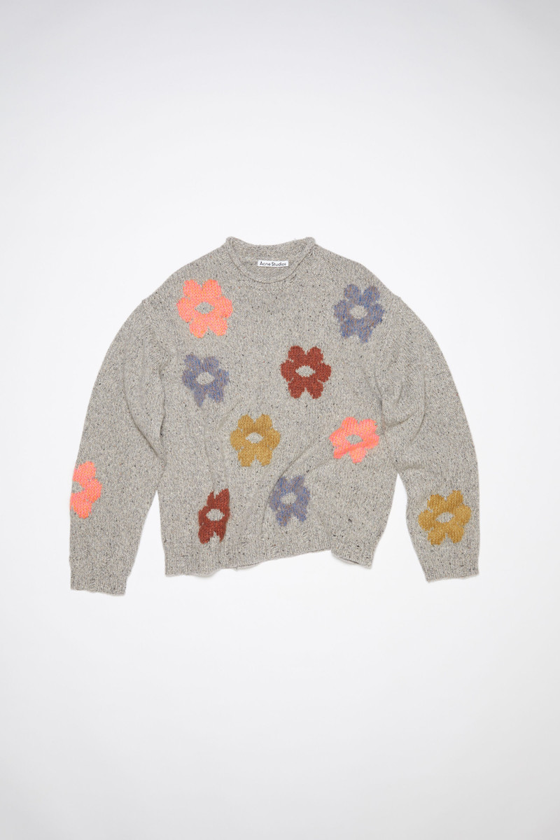 Jacquard wool blend jumper - Grey Melange 6