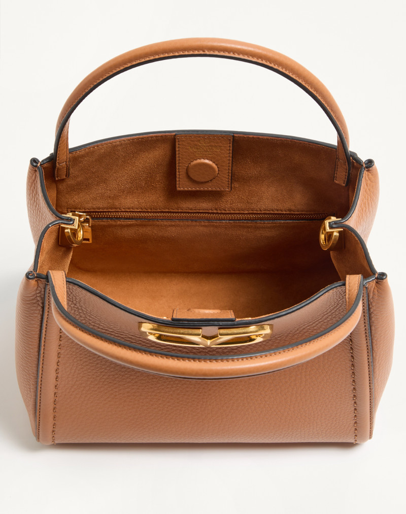 VALENTINO GARAVANI ALLTIME MEDIUM HANDBAG IN GRAINY CALFSKIN WITH CHERRYFIC EMBROIDERED RIBBON SHOUL 5